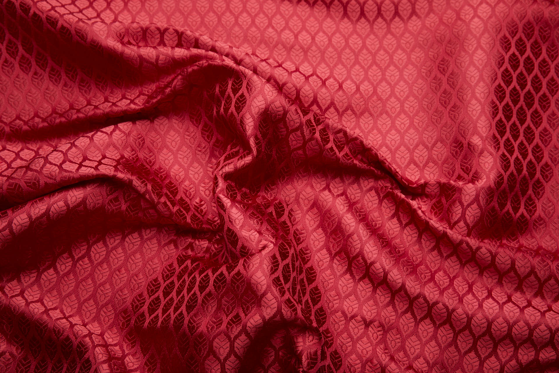 Banaras Brocade - Red / Red Leaves fabric