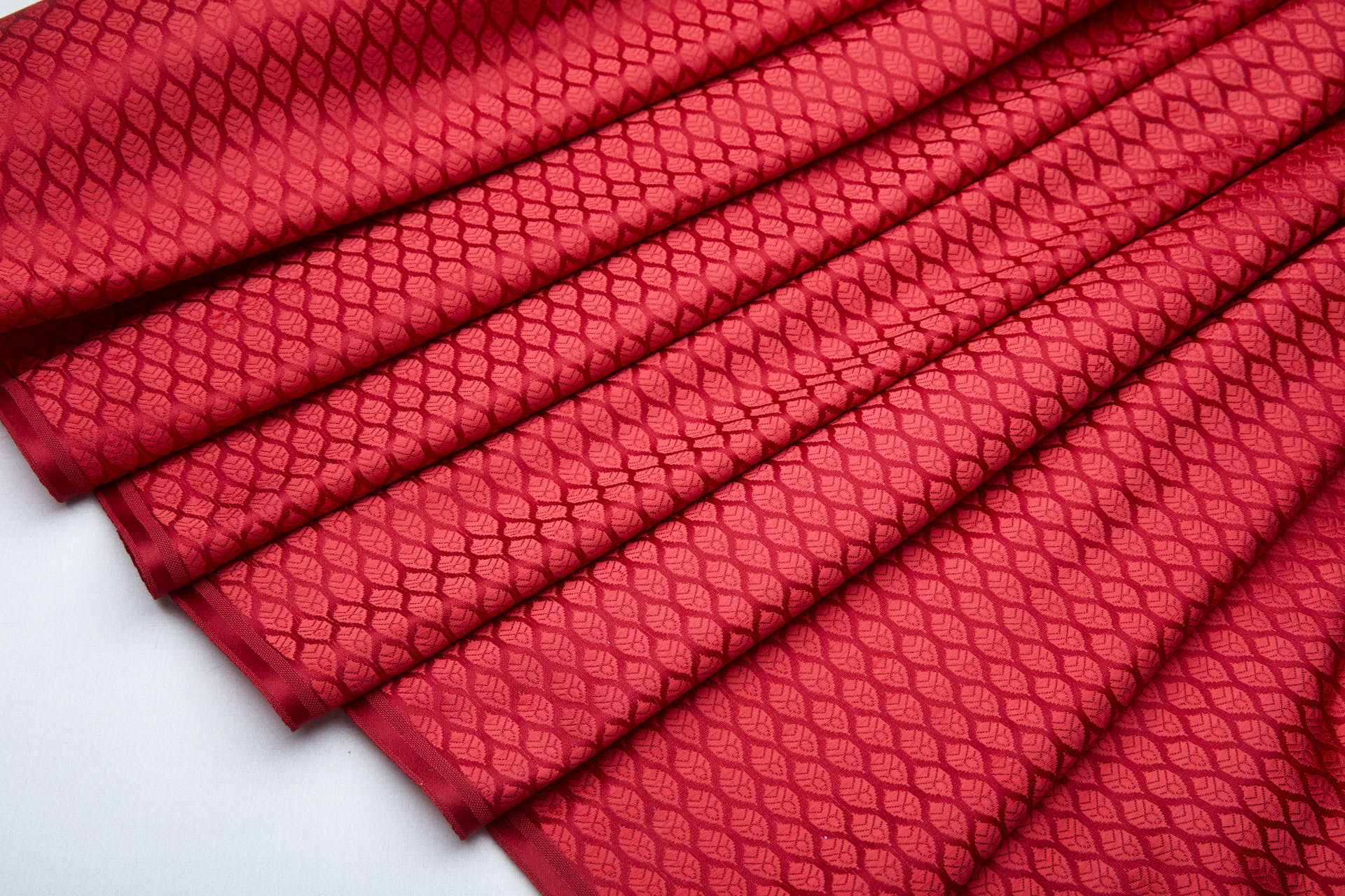Banaras Brocade - Red / Red Leaves fabric, image 6 of 8