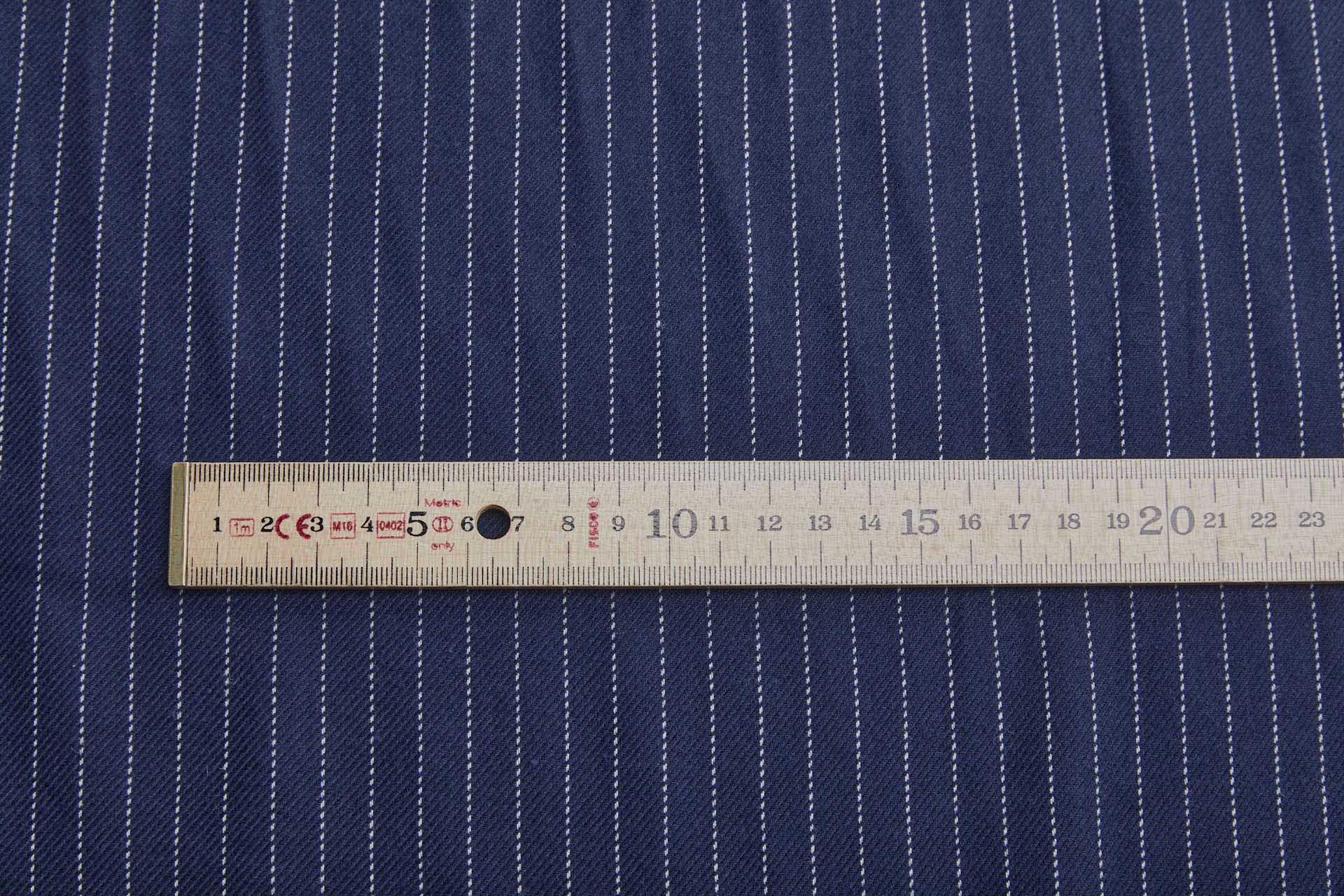 Soft Cotton Twill Suiting - Navy with White Pinstripe fabric, image 5 of 8