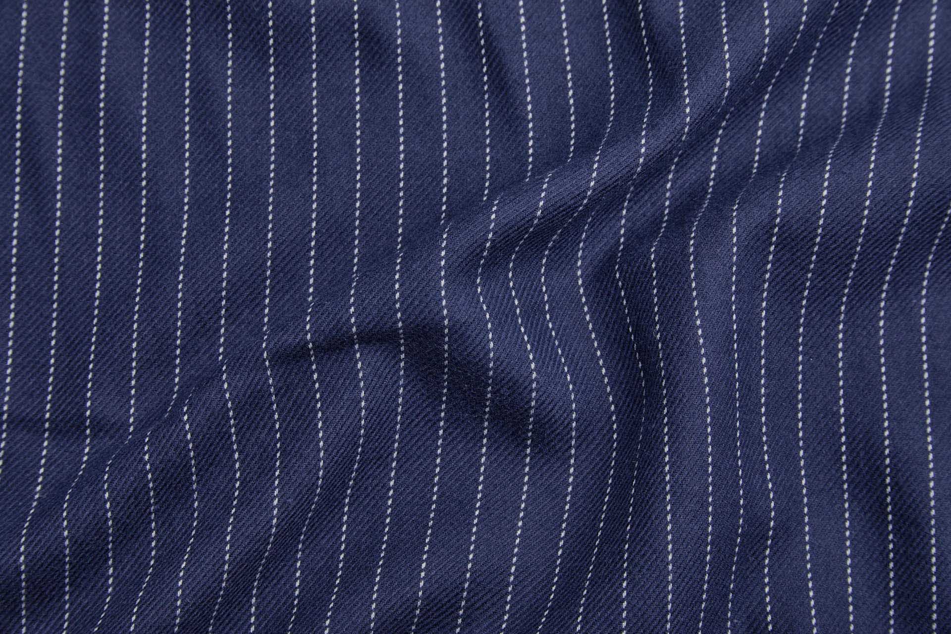 Soft Cotton Twill Suiting - Navy with White Pinstripe fabric, image 2 of 8