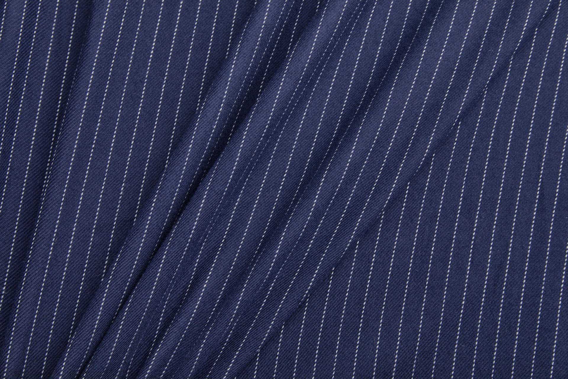Soft Cotton Twill Suiting - Navy with White Pinstripe fabric, image 3 of 8