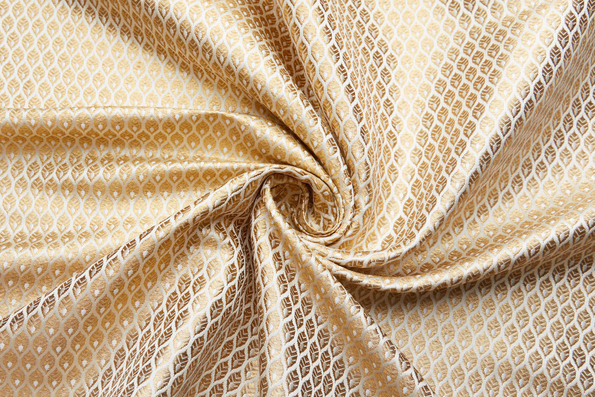 Banaras Brocade - Ivory / Gold Leaves fabric, image 4 of 11