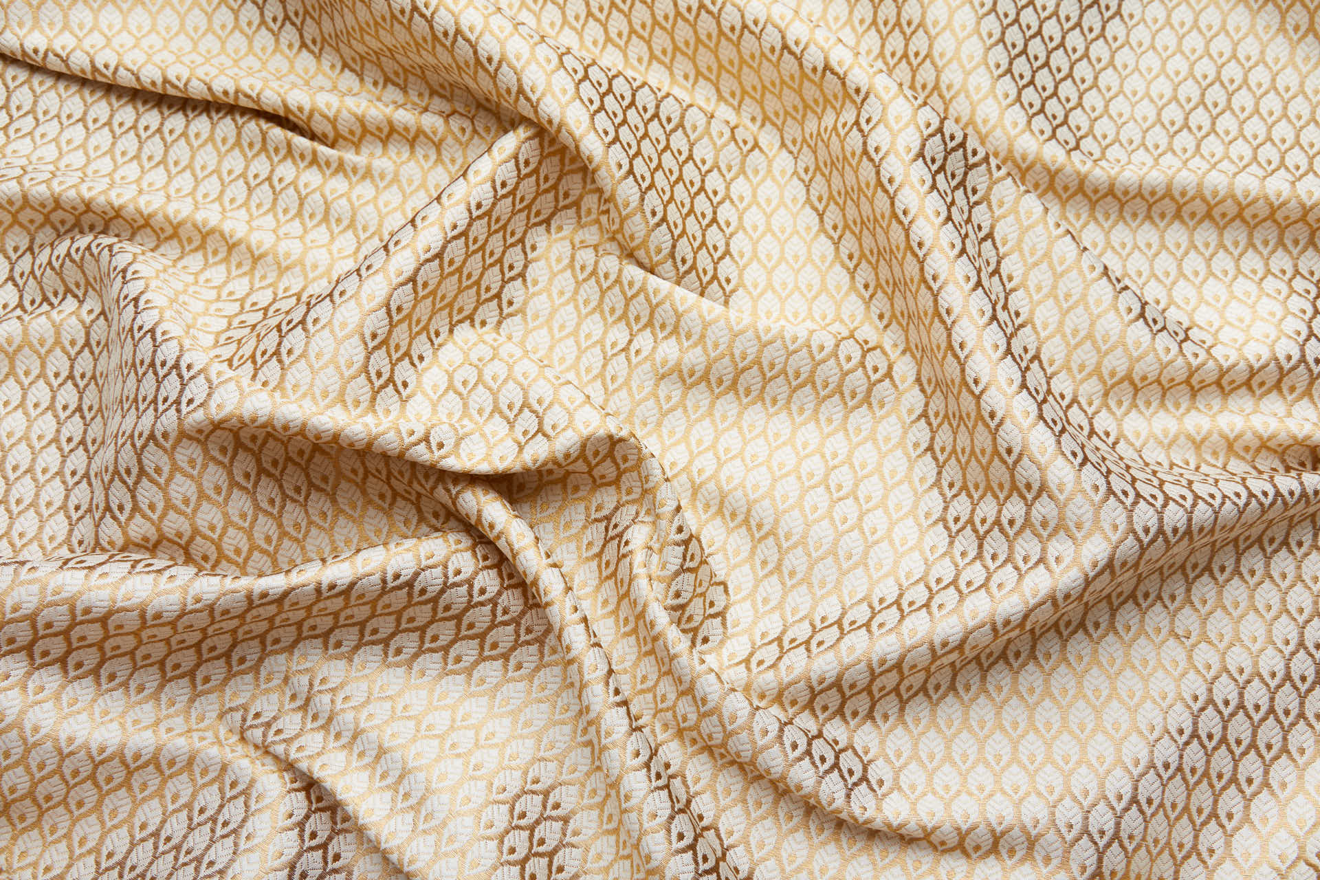 Banaras Brocade - Ivory / Gold Leaves fabric, image 7 of 11