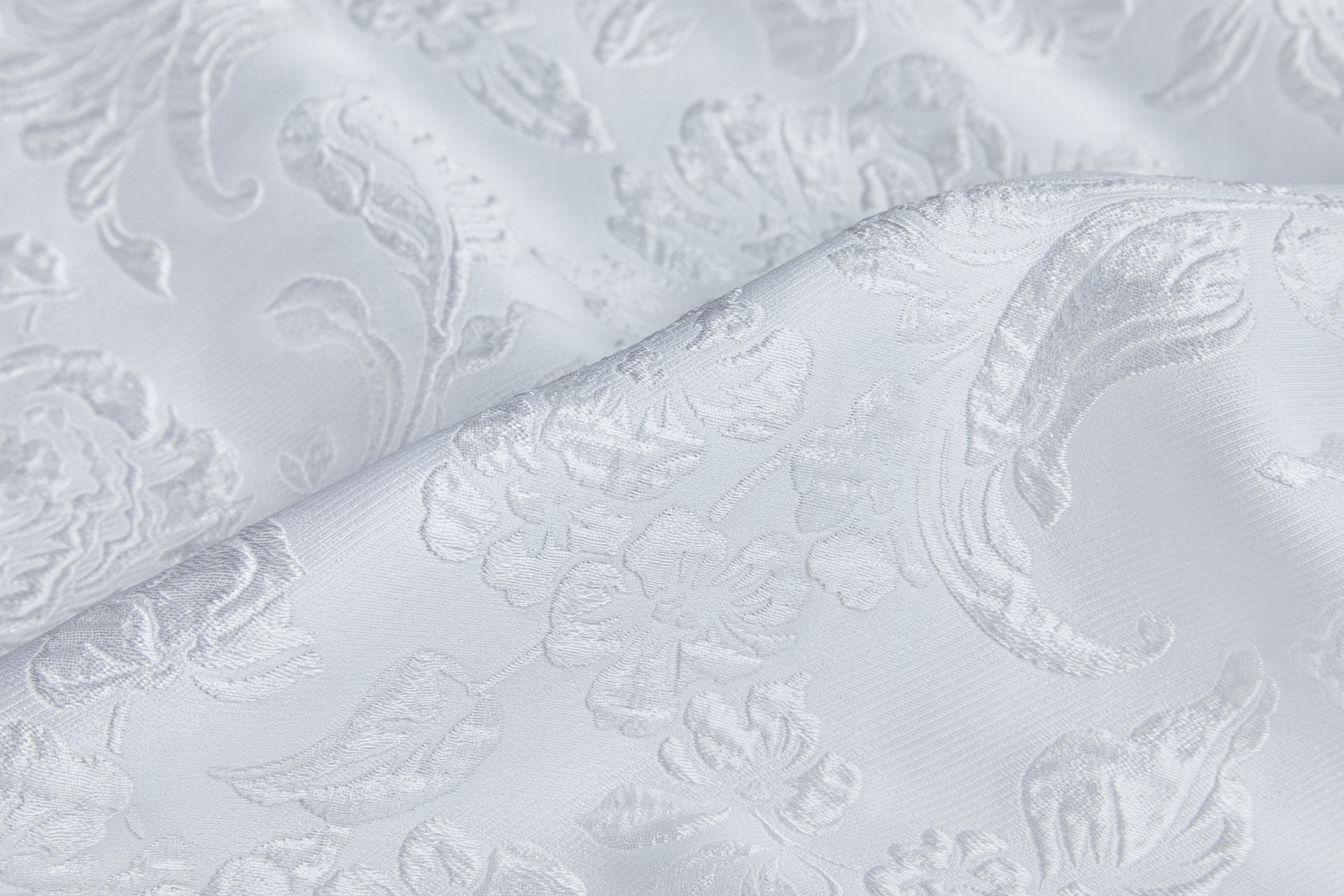 French Garden Custom Made Raised Jacquard - White fabric, image 3 of 9