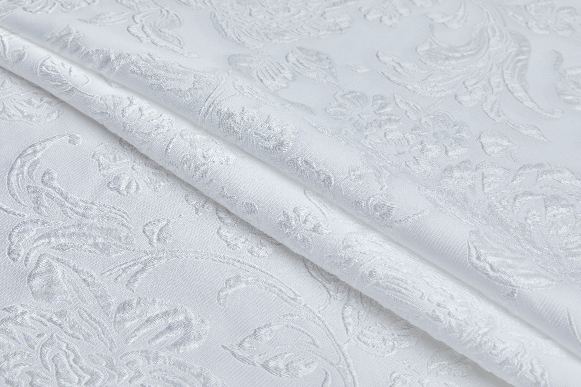 French Garden Custom Made Raised Jacquard - White fabric