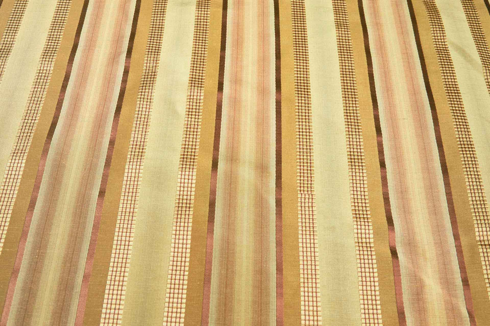 Gold and Red Multi Stripe Cotton and Silk Brocade fabric, image 6 of 6