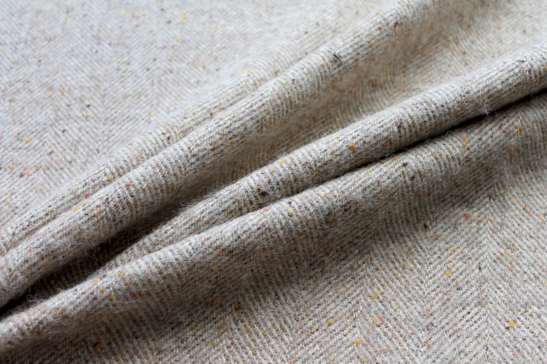 Cream / Beige Herringbone Pattern Wool fabric, image 4 of 6
