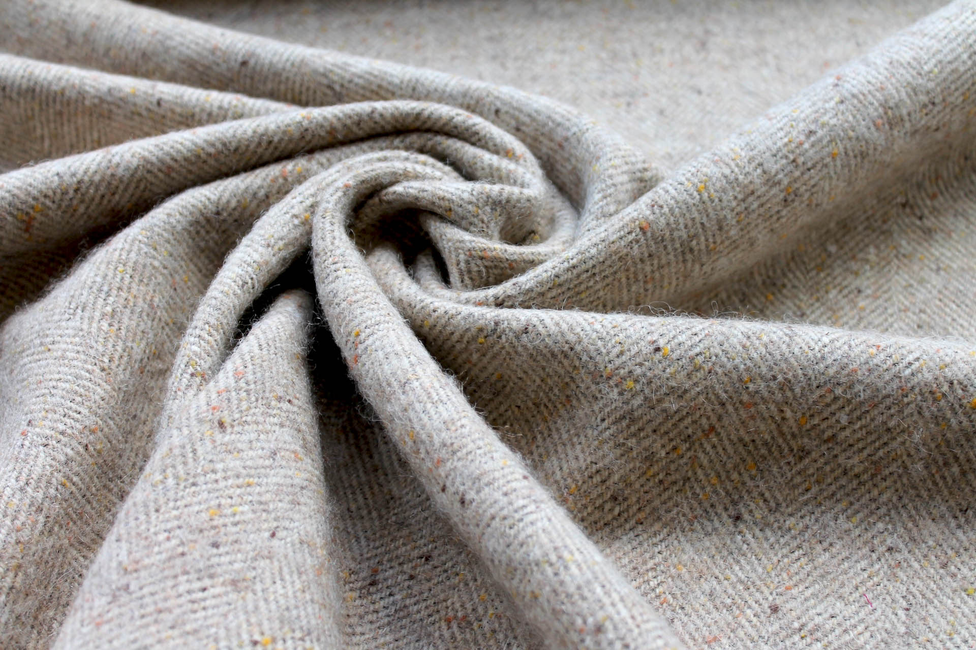 Cream / Beige Herringbone Pattern Wool fabric, image 5 of 6
