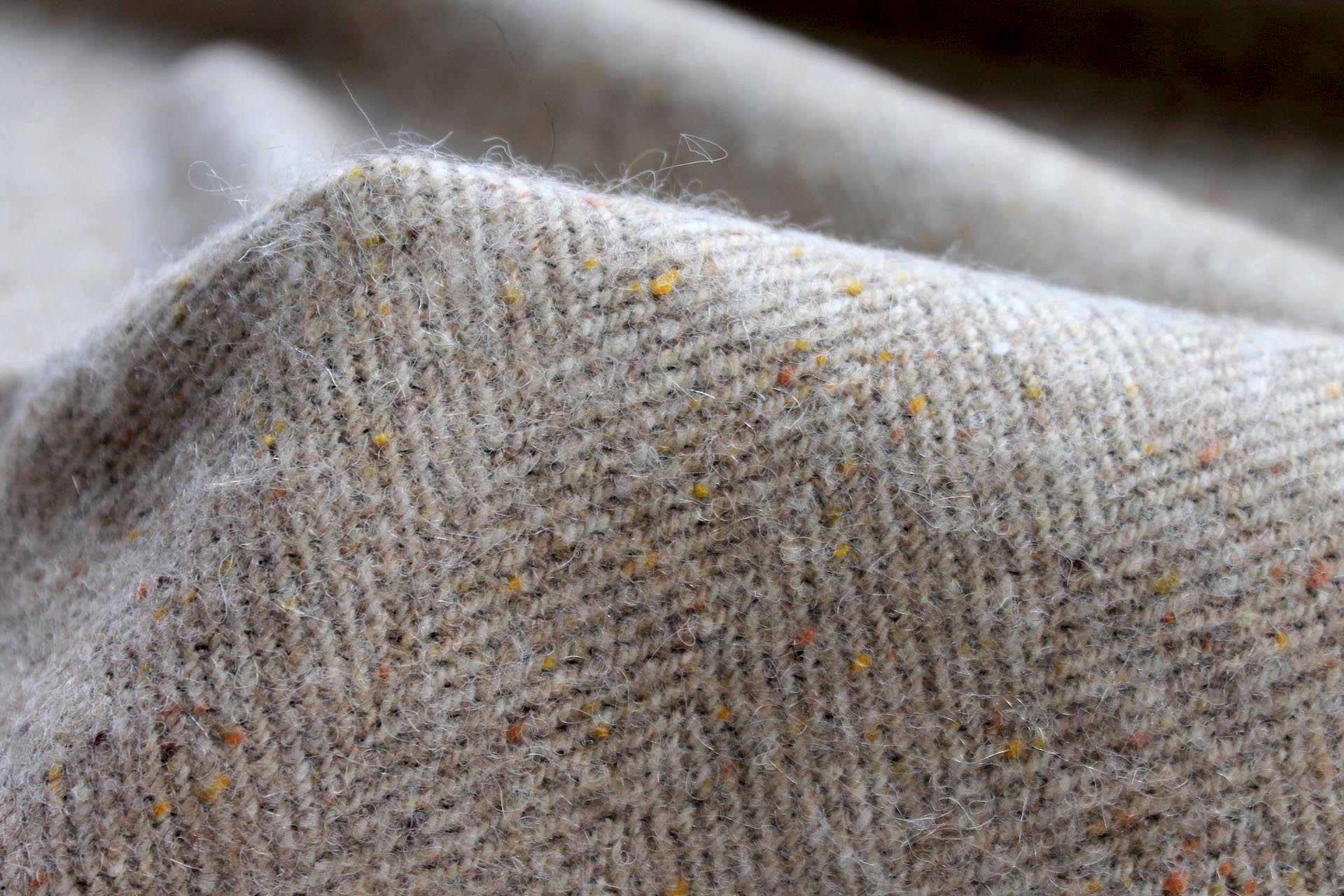 Cream / Beige Herringbone Pattern Wool fabric, image 6 of 6
