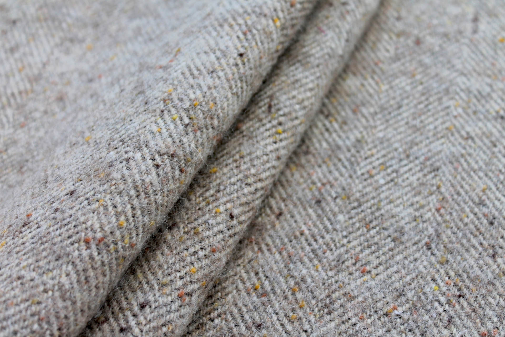 Cream / Beige Herringbone Pattern Wool fabric