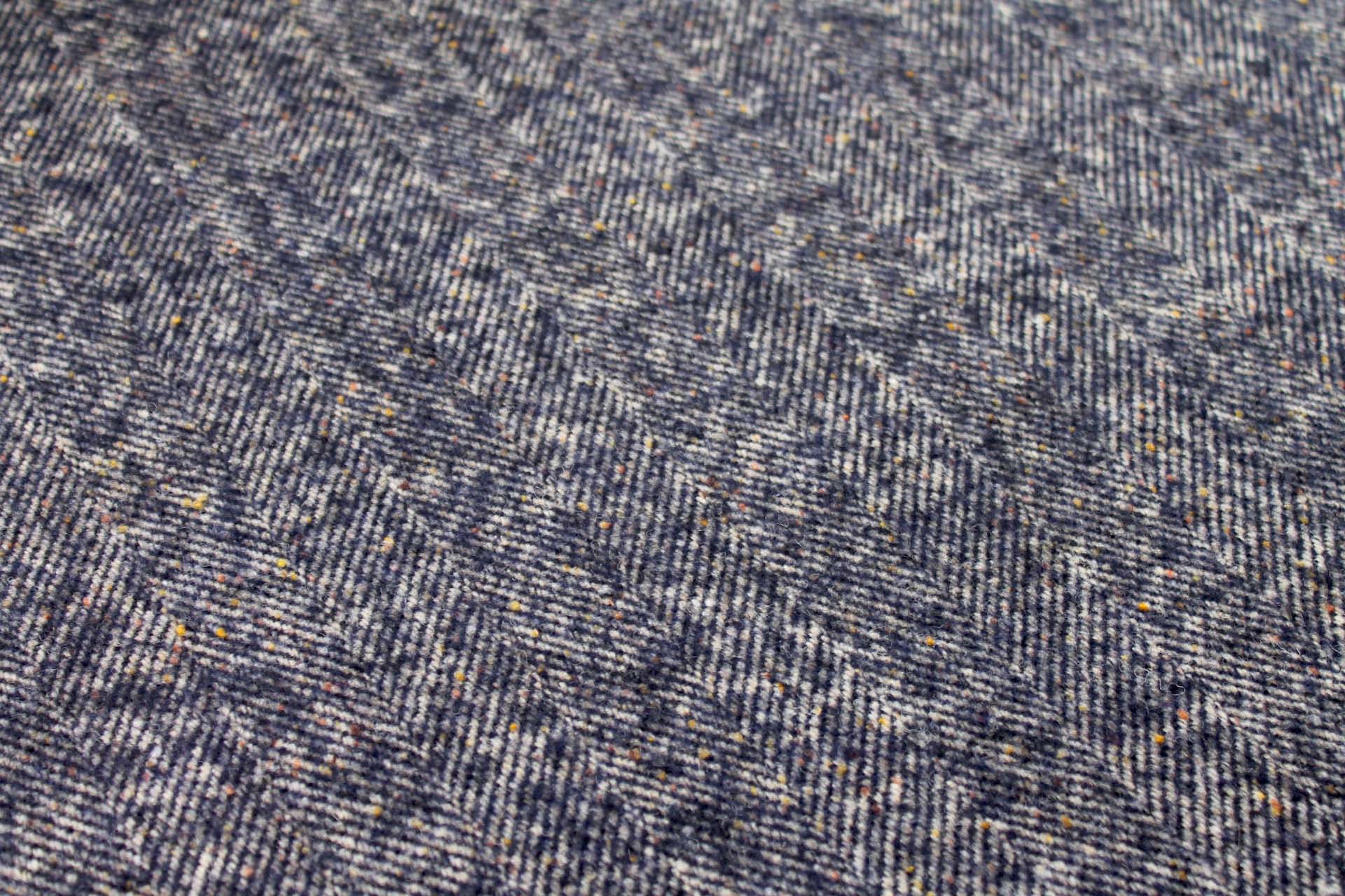 Navy / Beige Herringbone Pattern Wool fabric, image 6 of 6
