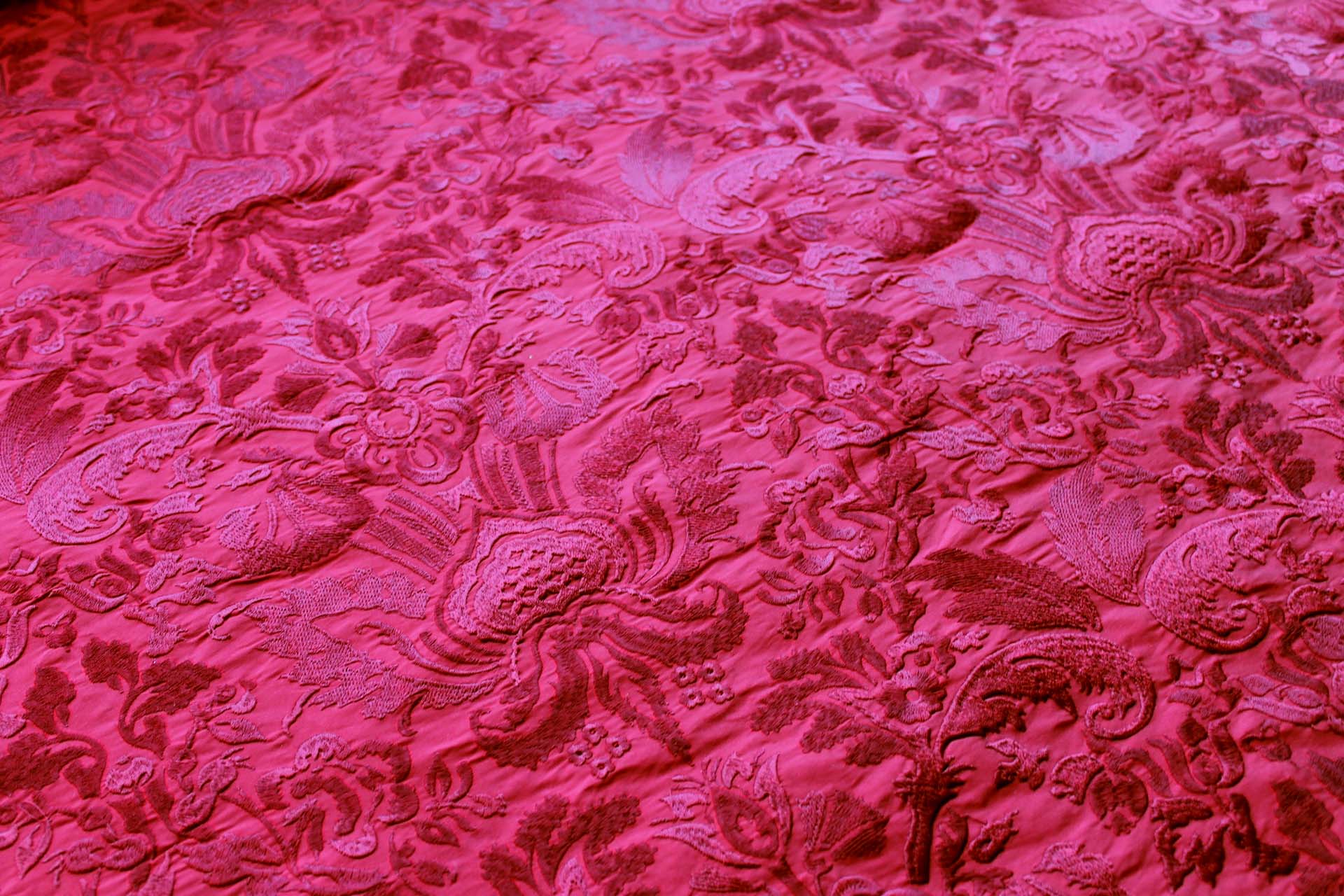 Heavy Jacquard Style Embroidery - Dark Red - 0.6m Piece fabric, image 4 of 7