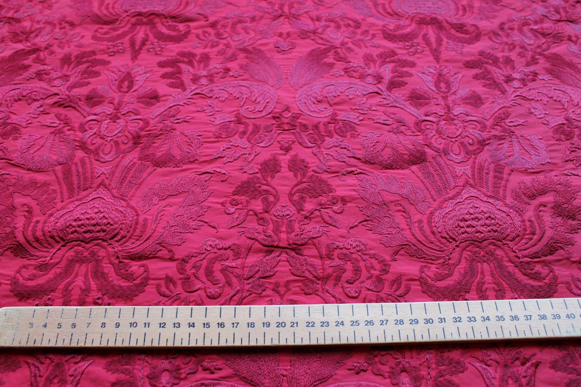 Heavy Jacquard Style Embroidery - Dark Red - 0.6m Piece fabric, image 5 of 7