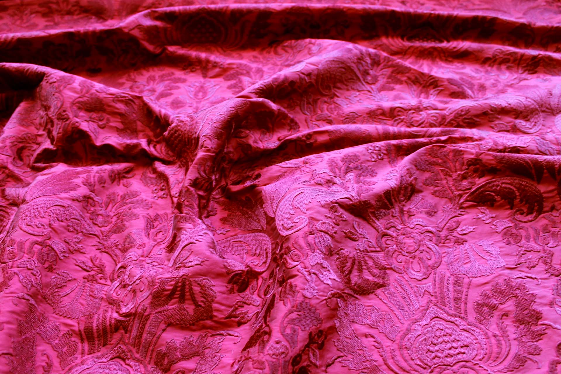 Heavy Jacquard Style Embroidery - Dark Red - 0.6m Piece fabric, image 6 of 7