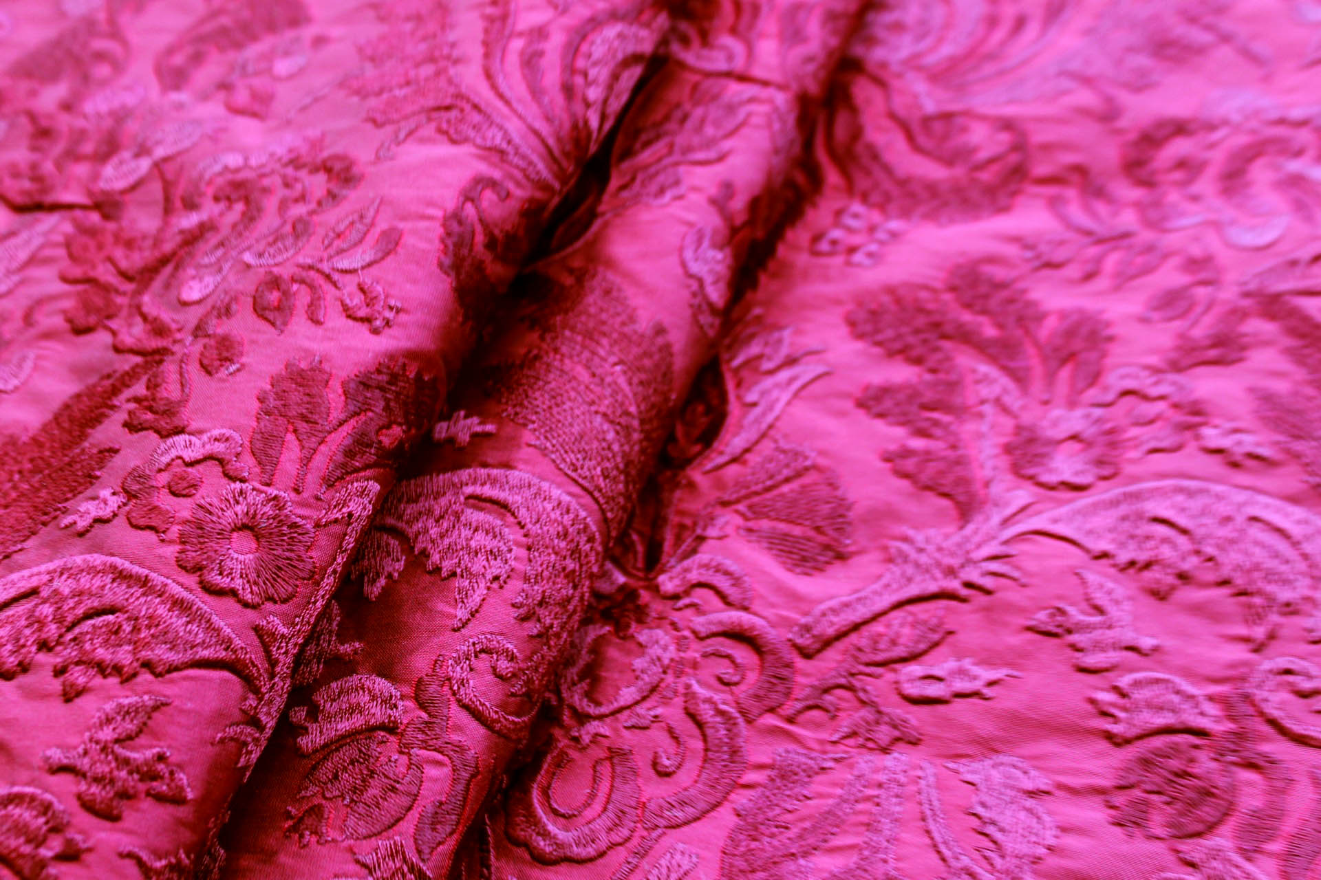 Heavy Jacquard Style Embroidery - Dark Red - 135 cm fabric, image 6 of 7
