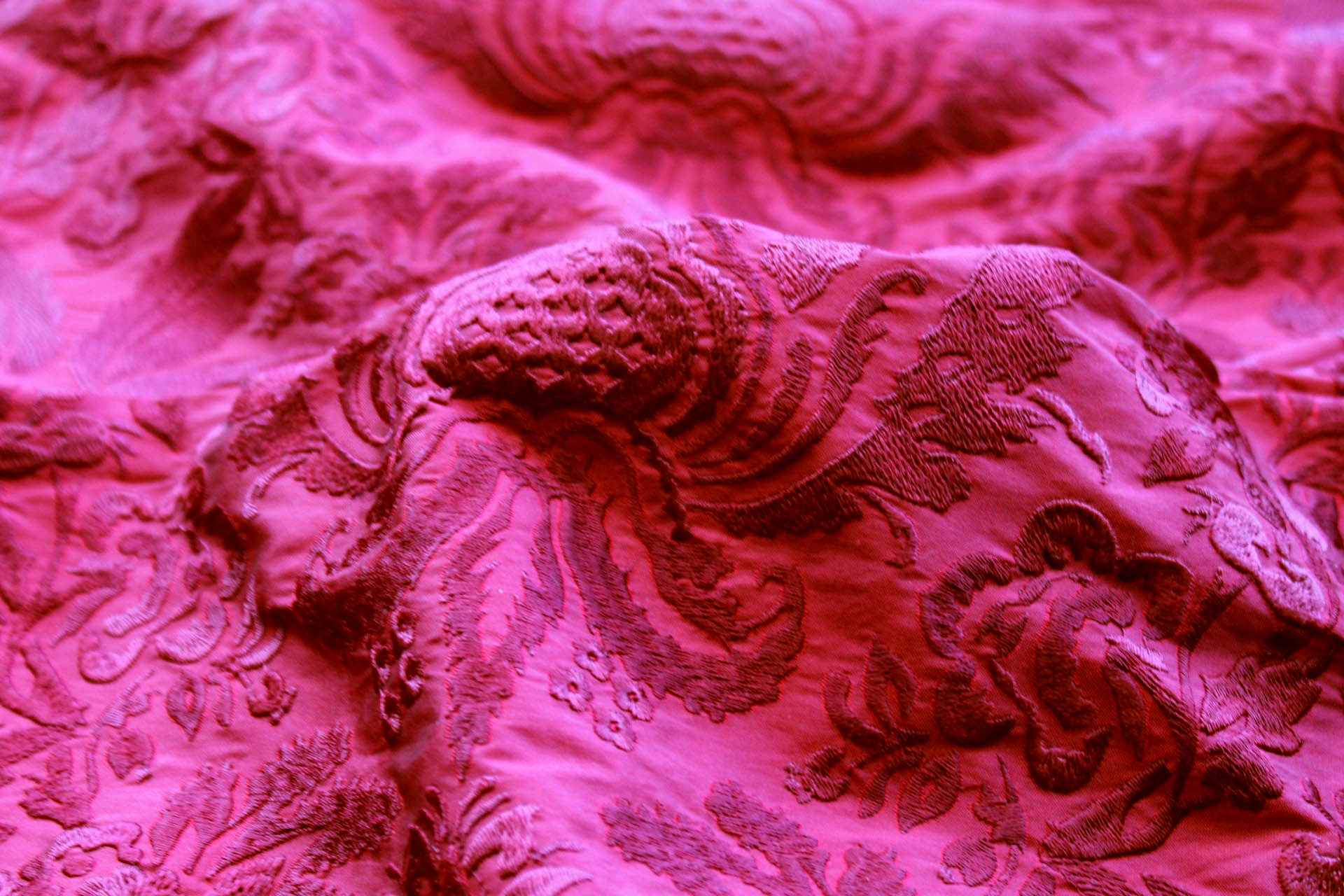Heavy Jacquard Style Embroidery - Dark Red - 0.6m Piece fabric, image 7 of 7