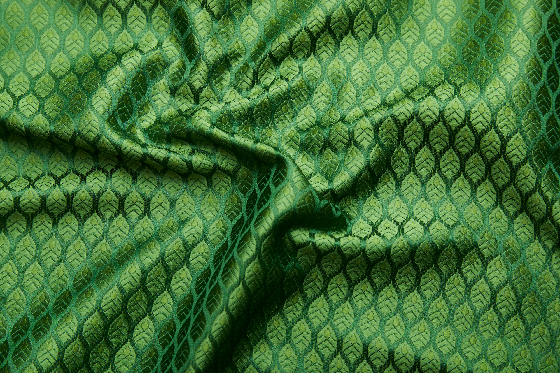Banaras Brocade - Green / Green Leaves fabric, image 2 of 9
