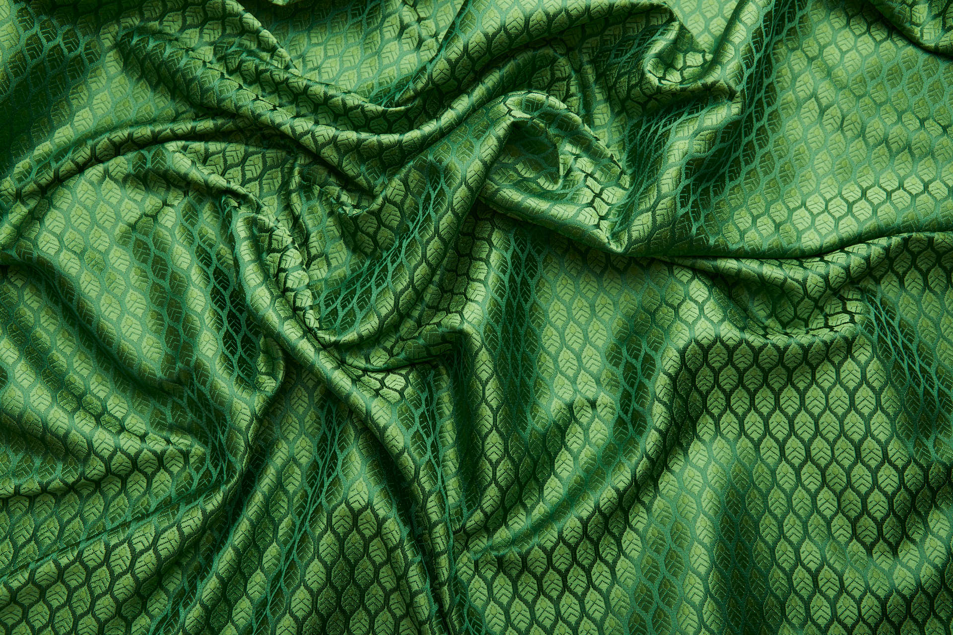 Banaras Brocade - Green / Green Leaves fabric, image 7 of 9