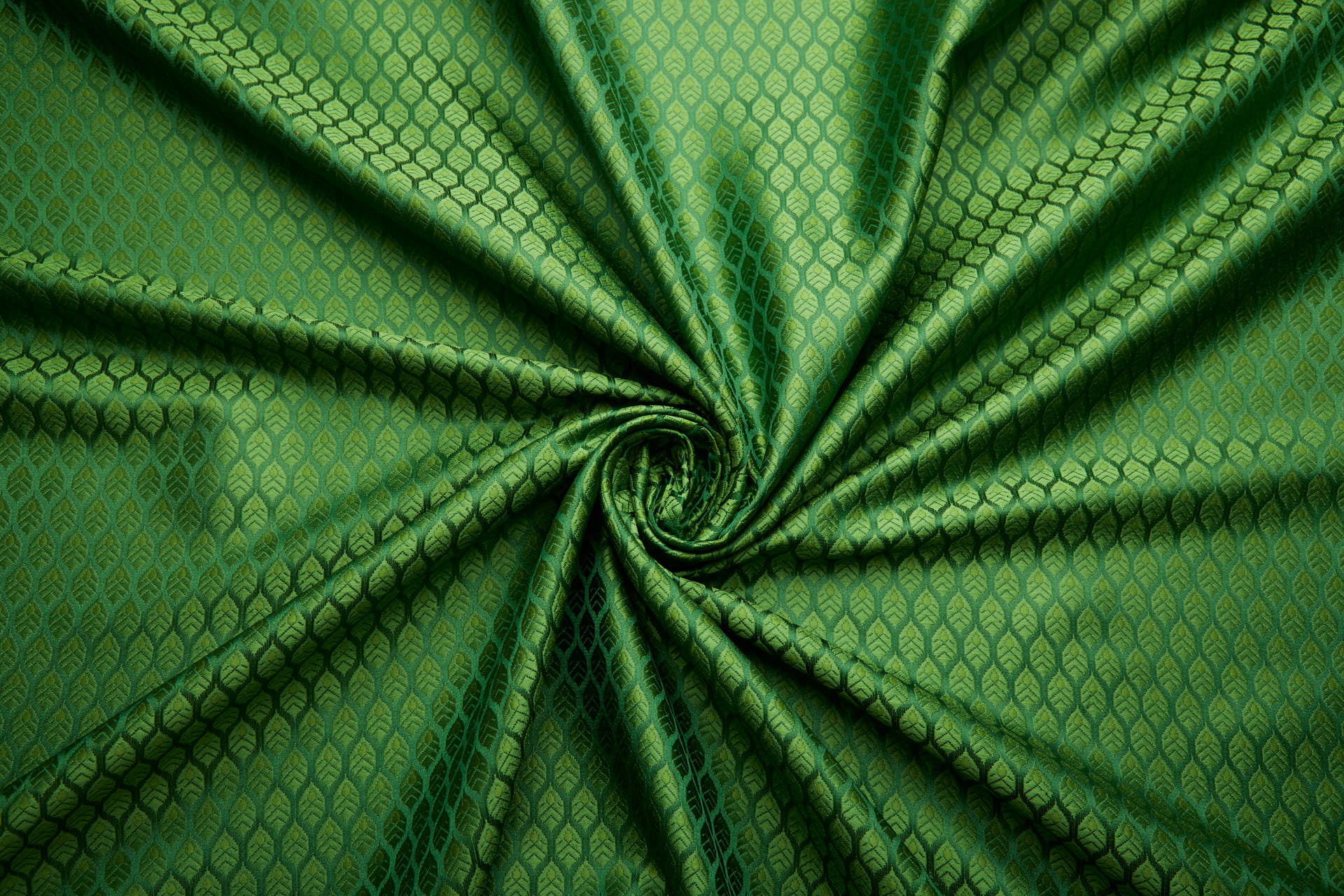Banaras Brocade - Green / Green Leaves fabric, image 4 of 9