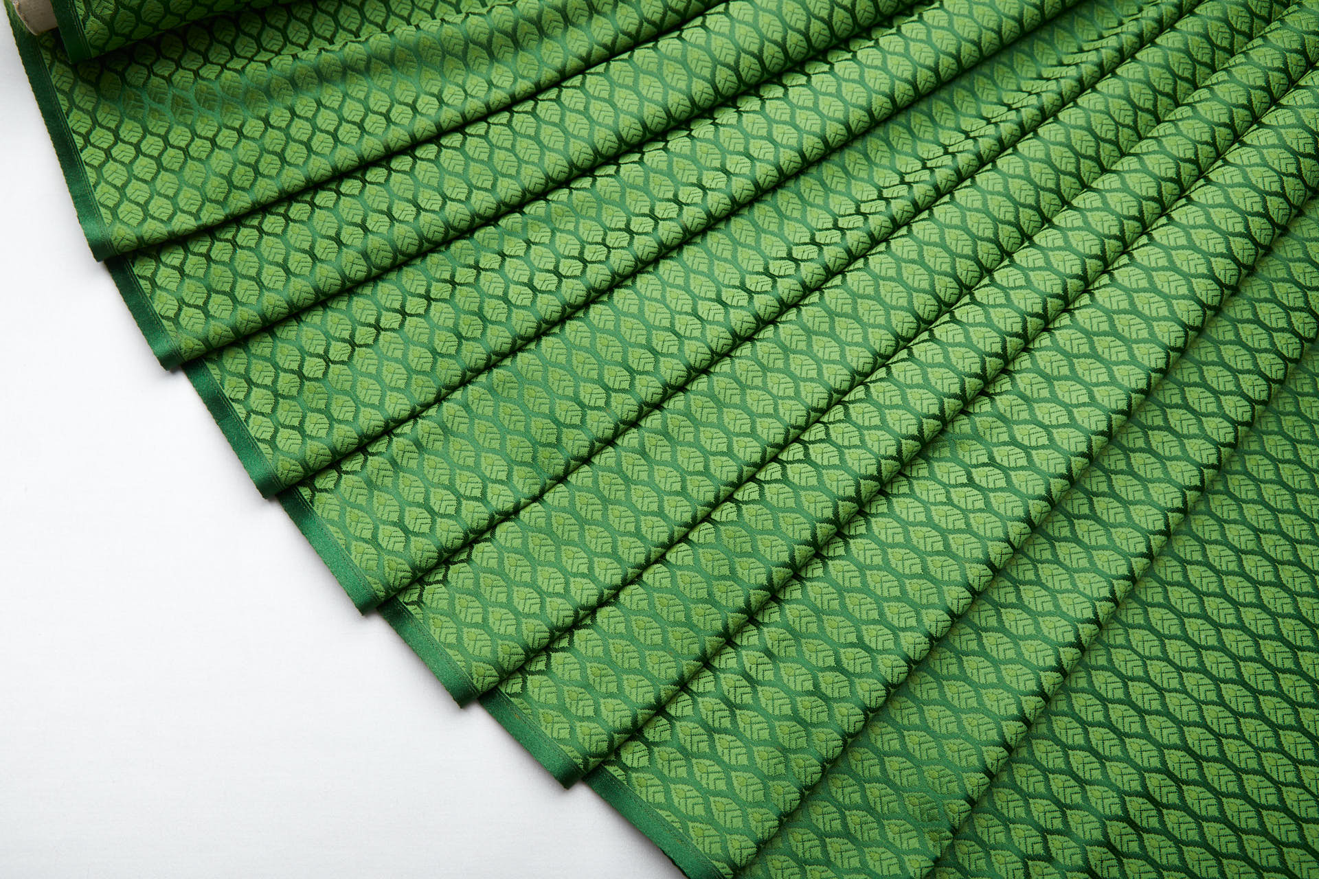 Banaras Brocade - Green / Green Leaves fabric