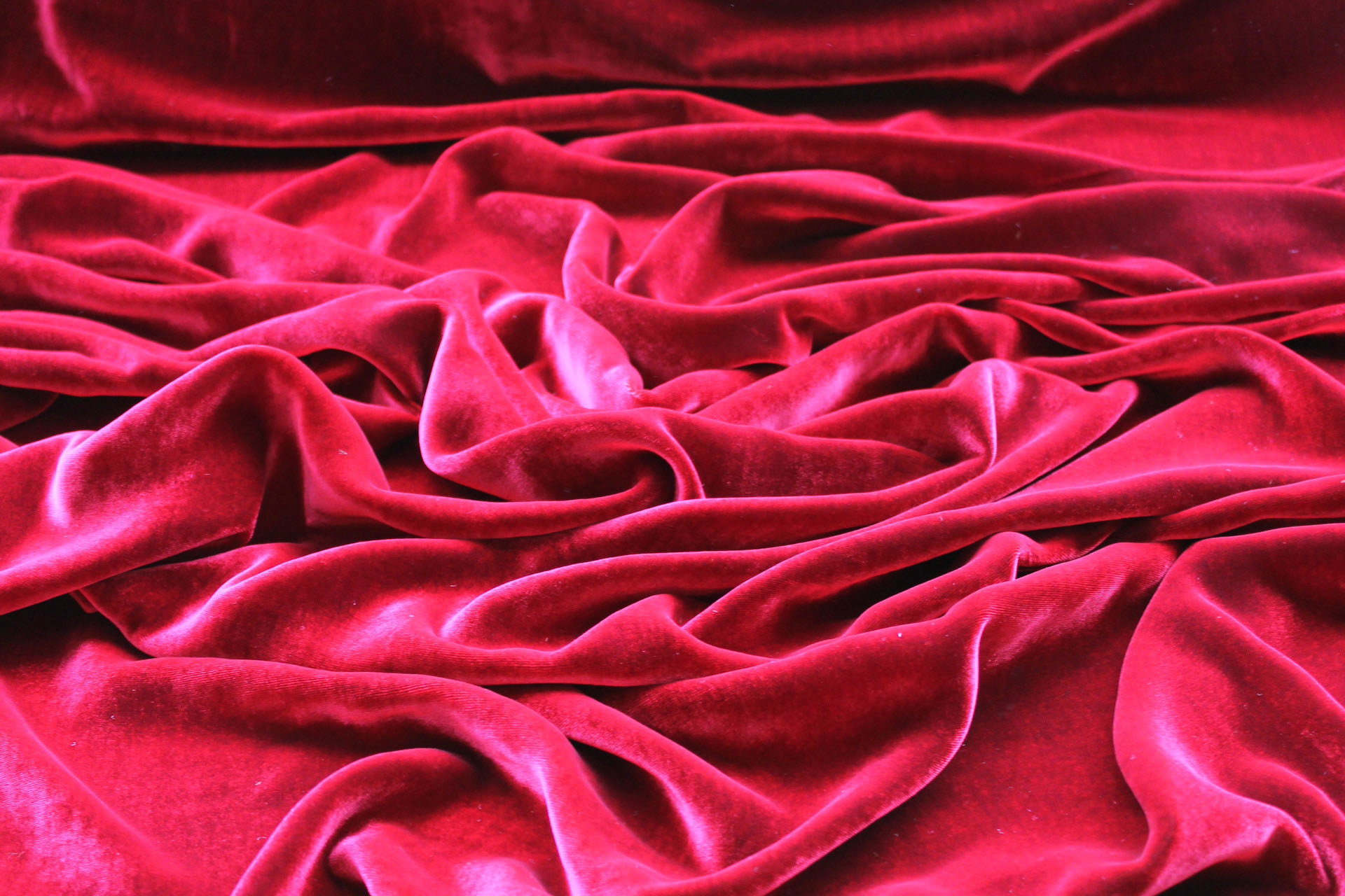 Silk Velvet - Red shot Green fabric, image 2 of 5