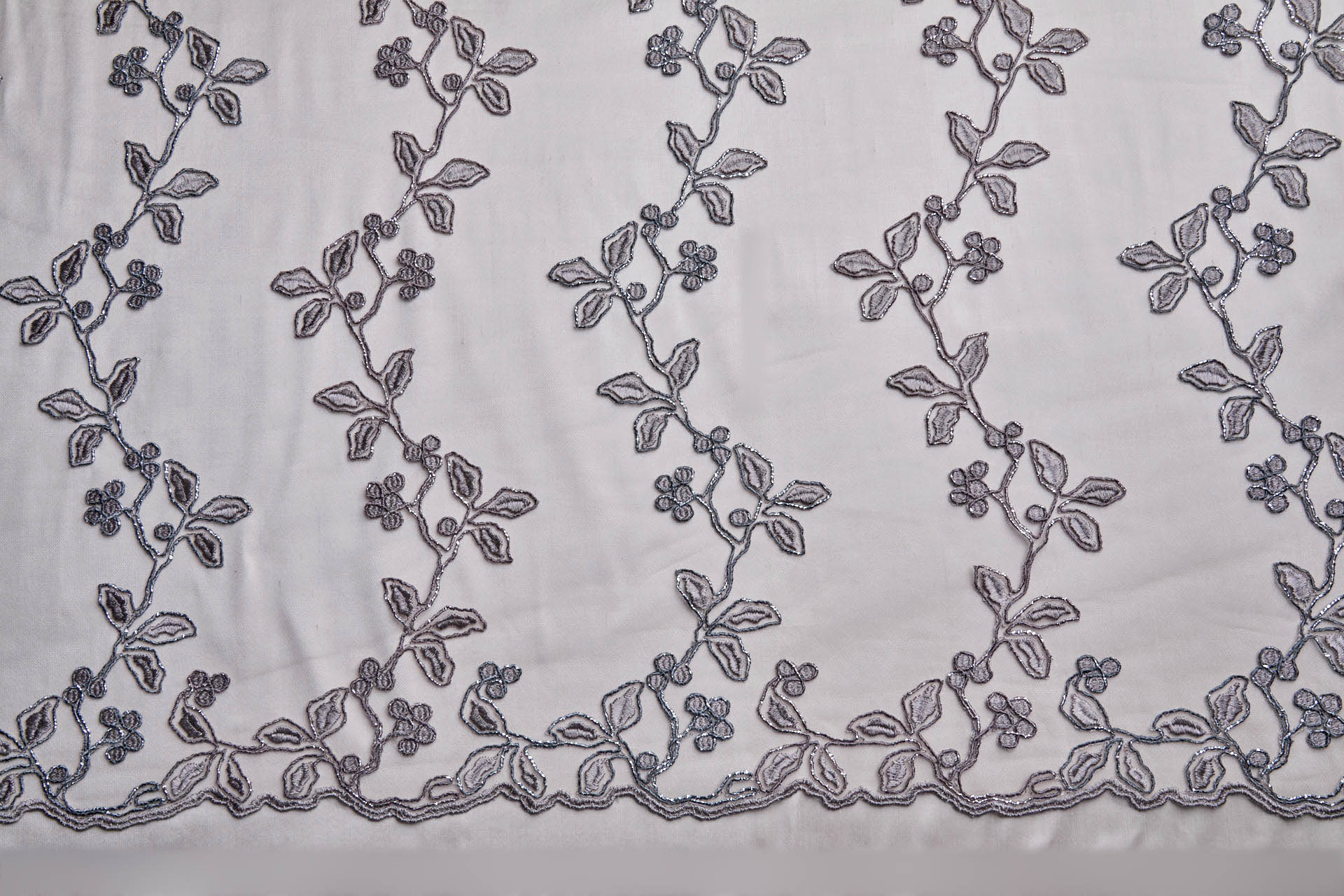 Mauve and Gunmetal Gimp Cord Embroidery on Illusion Tulle fabric, image 7 of 10