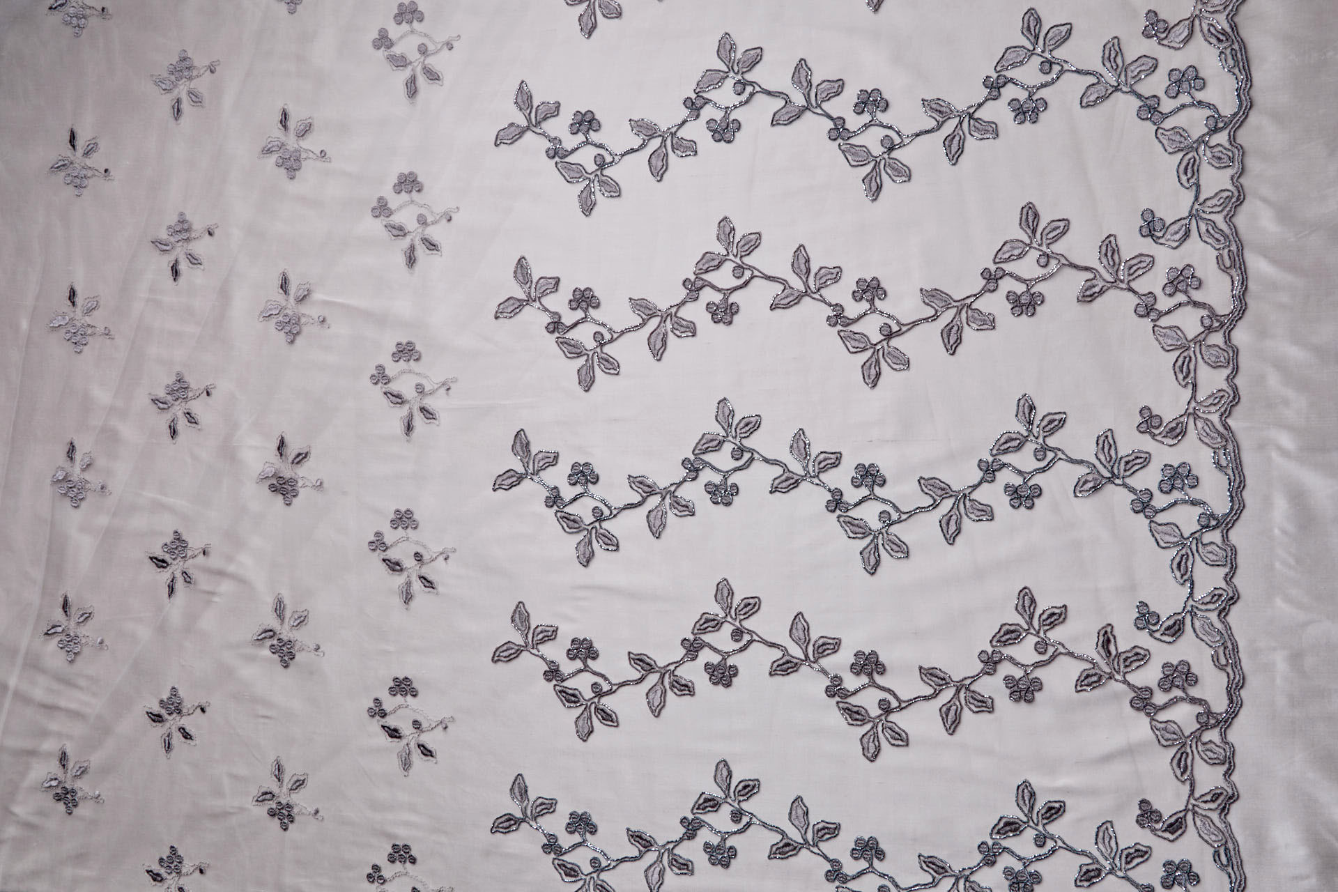 Mauve and Gunmetal Gimp Cord Embroidery on Illusion Tulle fabric, image 8 of 10