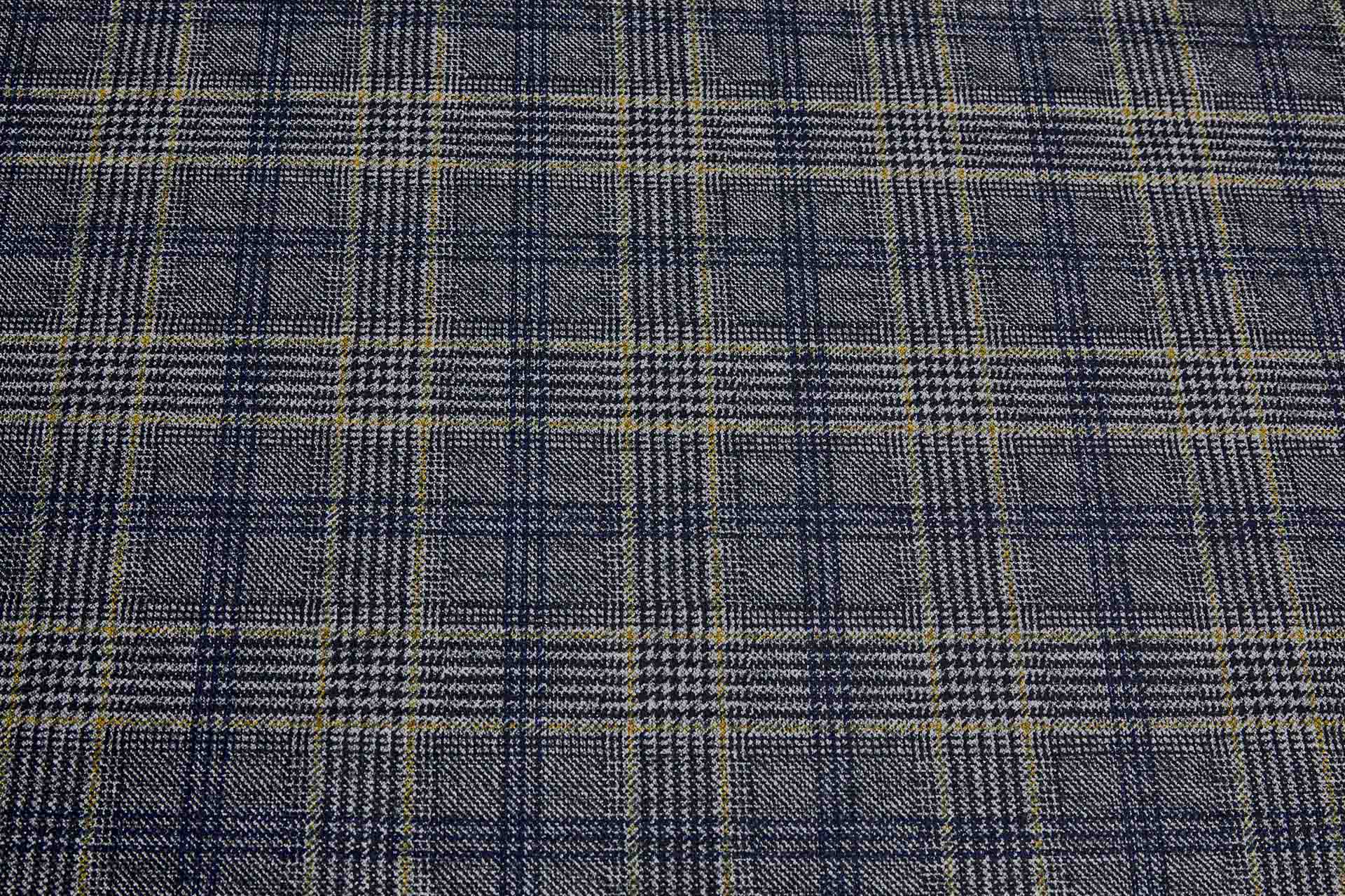 Checked Printed Piqué Cotton - Brown / Navy fabric, image 6 of 6