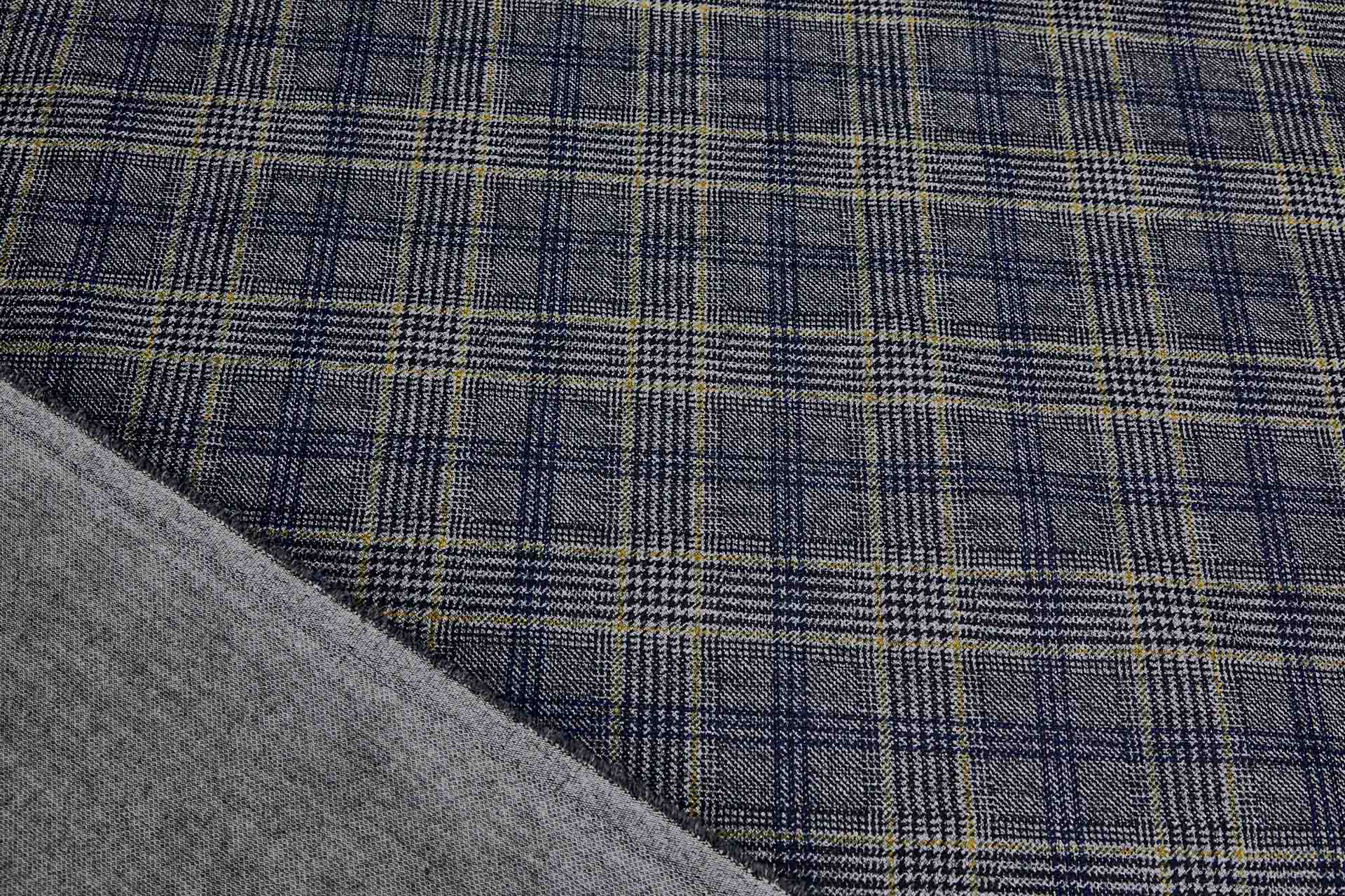 Checked Printed Piqué Cotton - Brown / Navy fabric, image 4 of 6