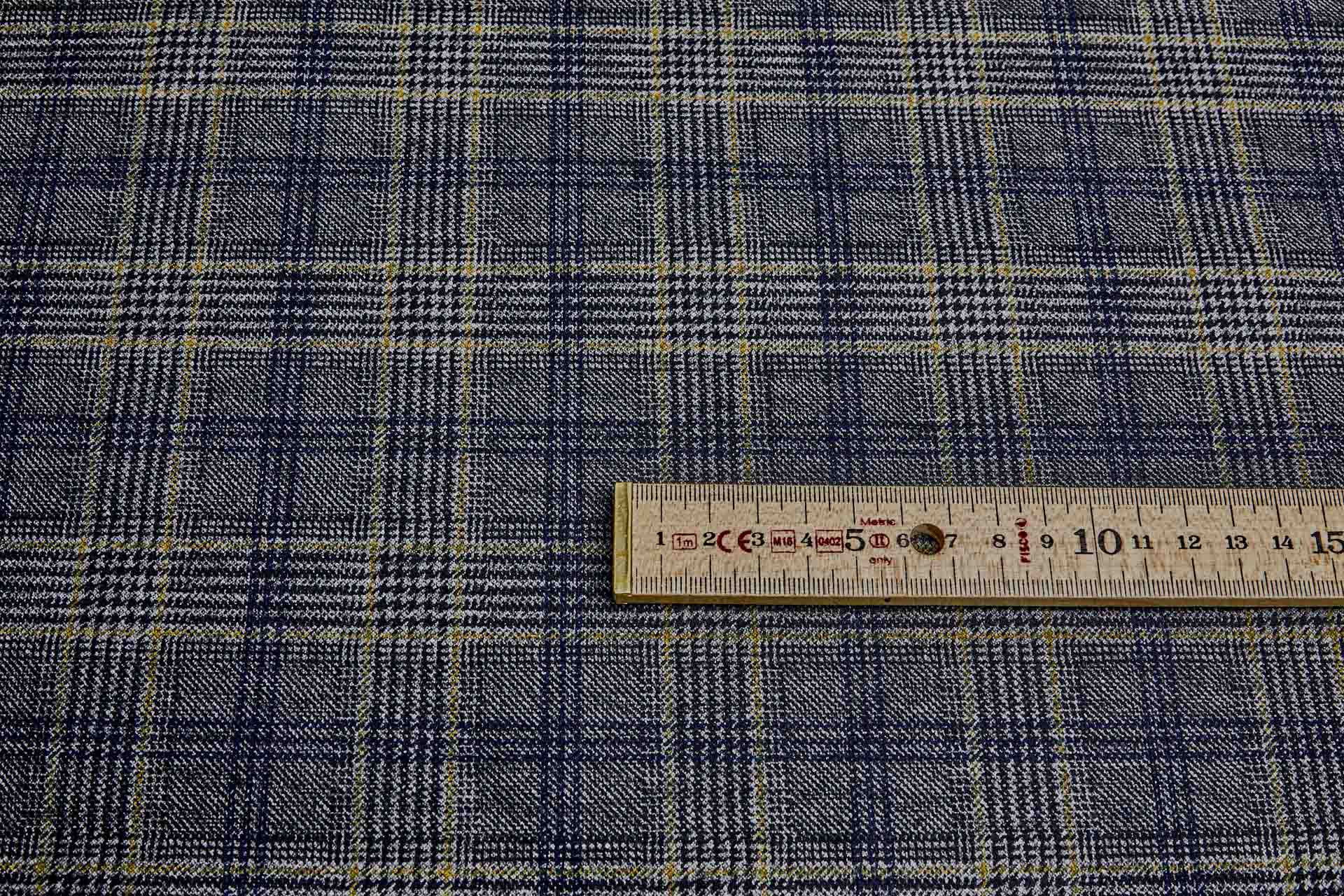 Checked Printed Piqué Cotton - Brown / Navy fabric, image 5 of 6