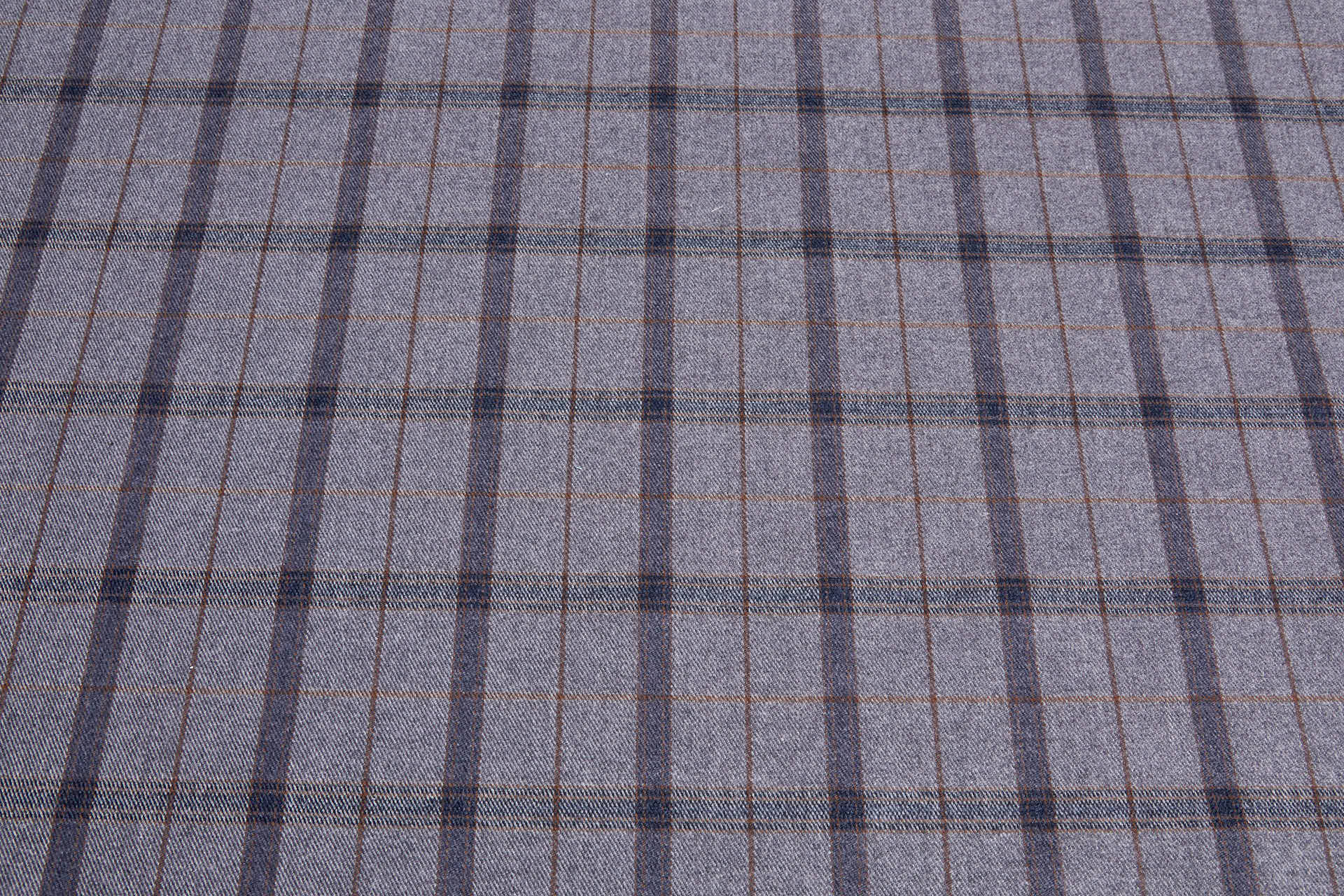 Stretch Flannel Check - Dark Grey, Navy, Brown fabric, image 7 of 7
