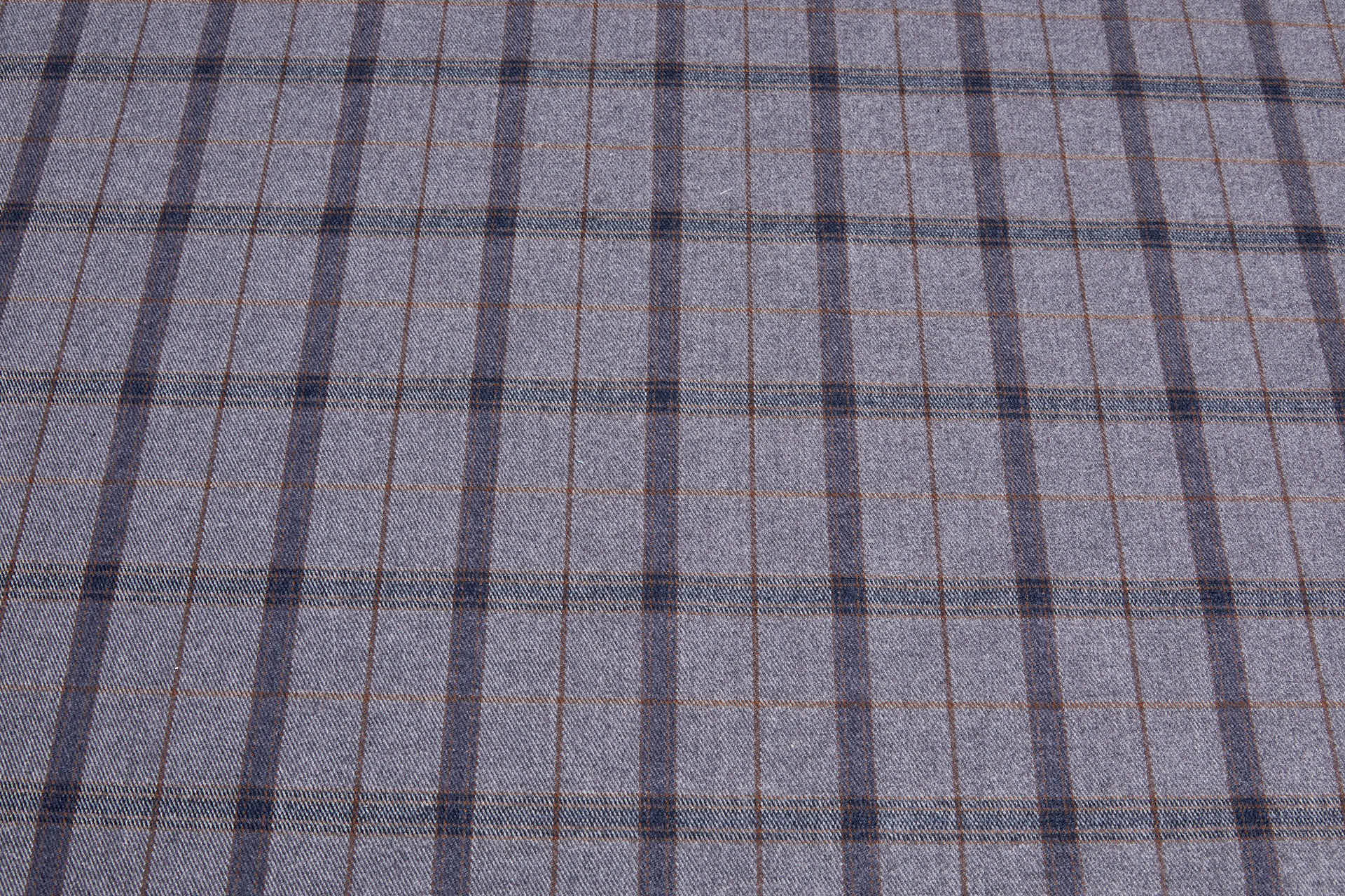 Stretch Flannel Check - Dark Grey, Navy, Brown fabric, image 6 of 7