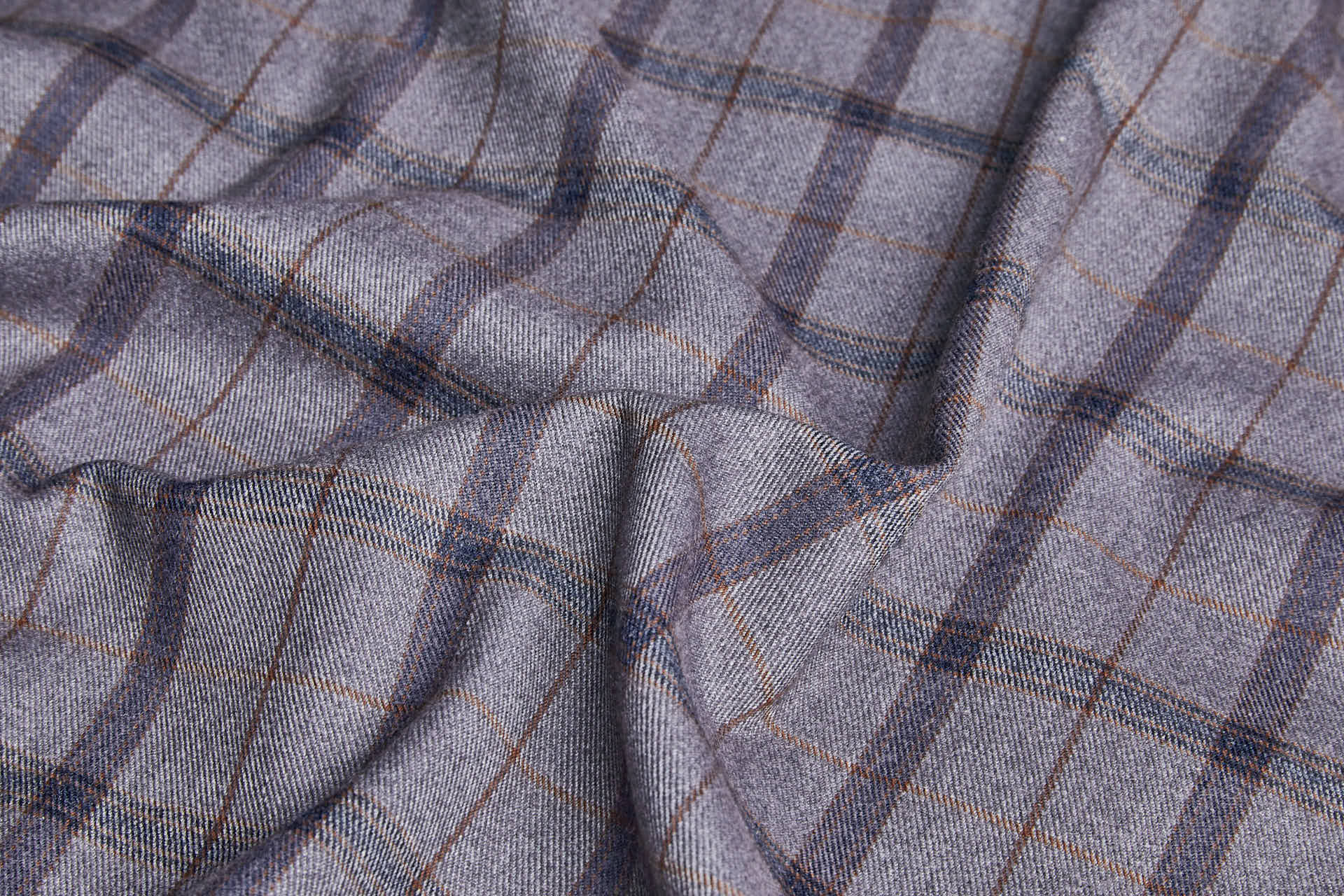 Stretch Flannel Check - Dark Grey, Navy, Brown fabric, image 3 of 7