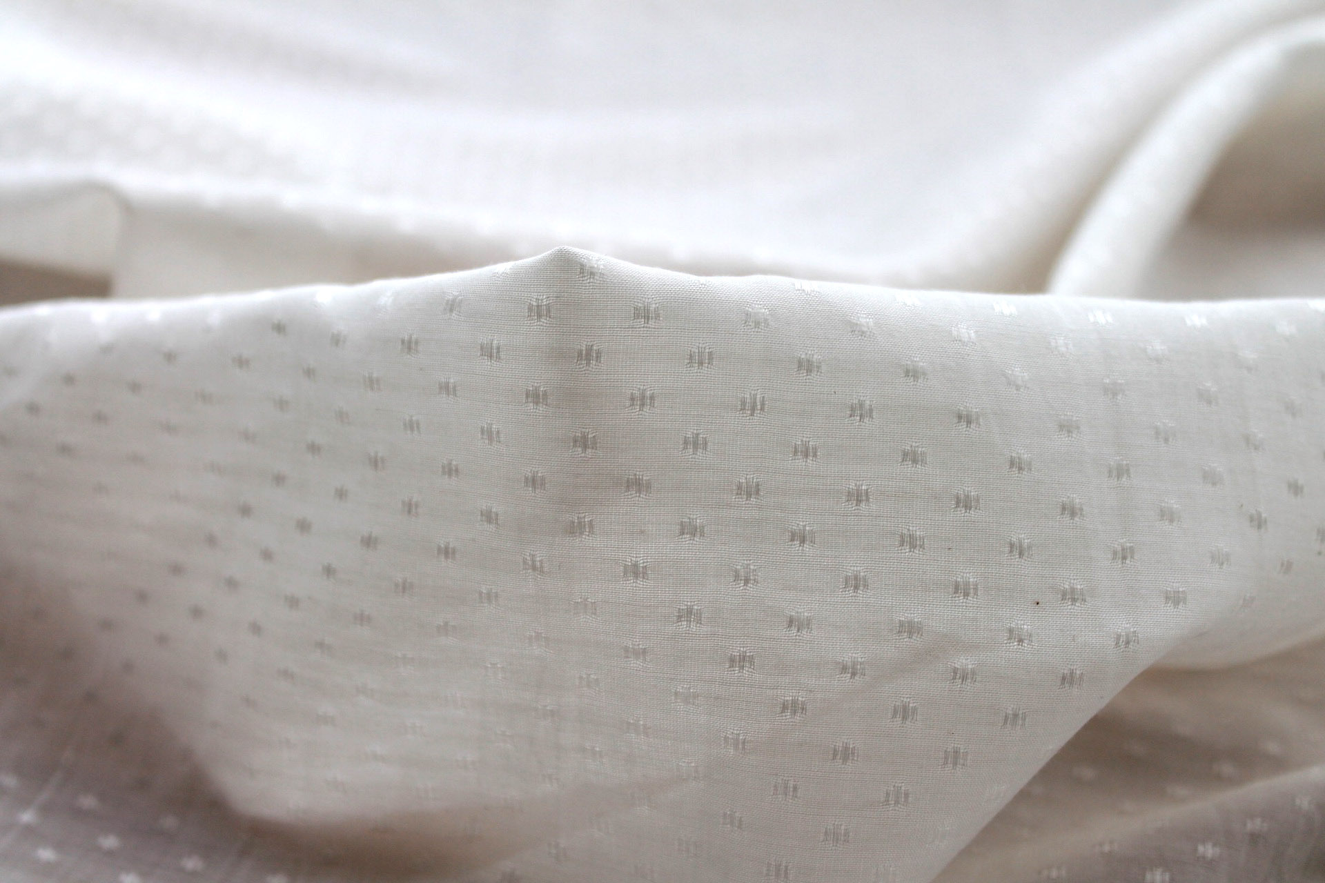 Banana Fibre Dobby Spot Weave in Ivory fabric, image 2 of 7