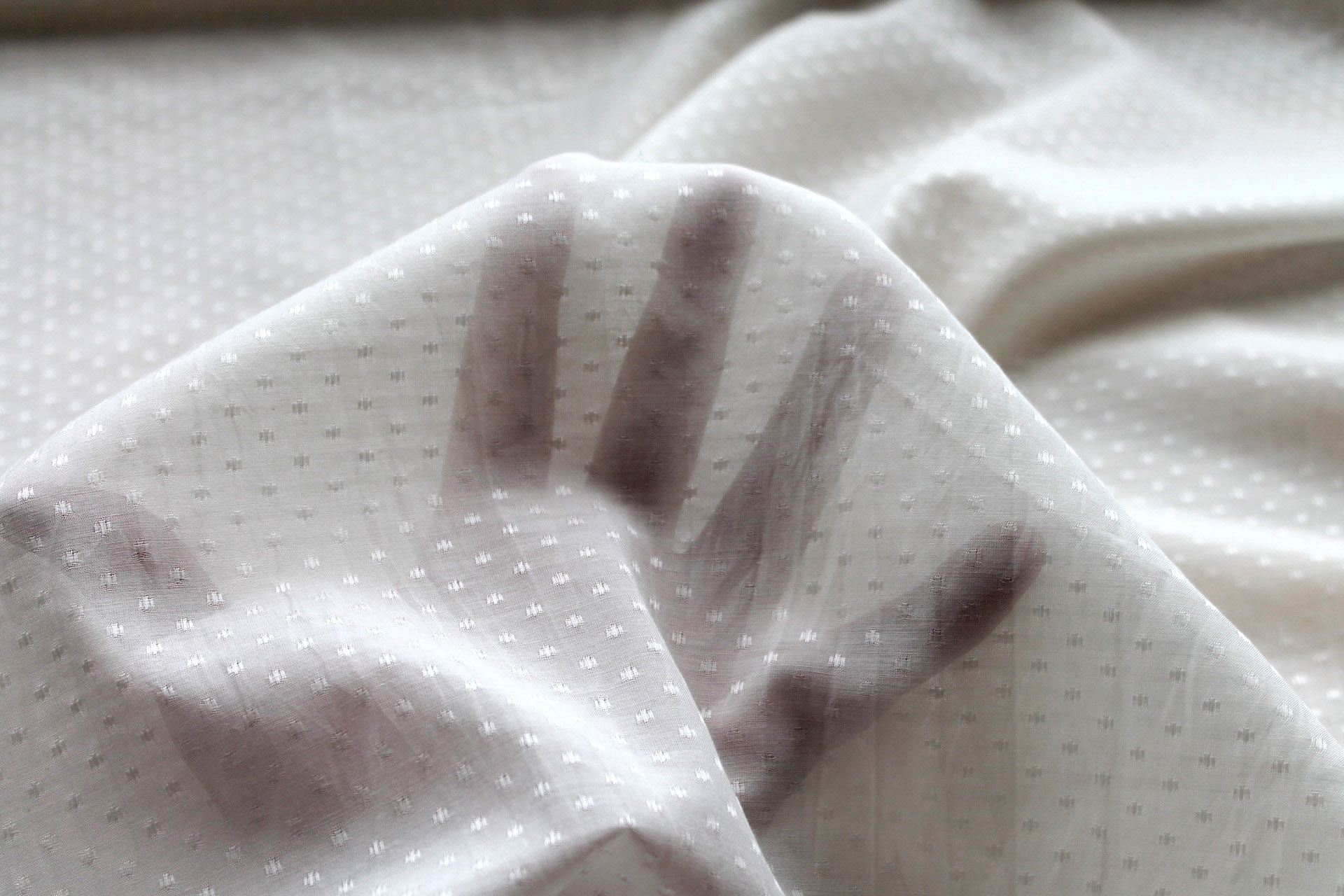 Banana Fibre Dobby Spot Weave in Ivory fabric, image 3 of 7