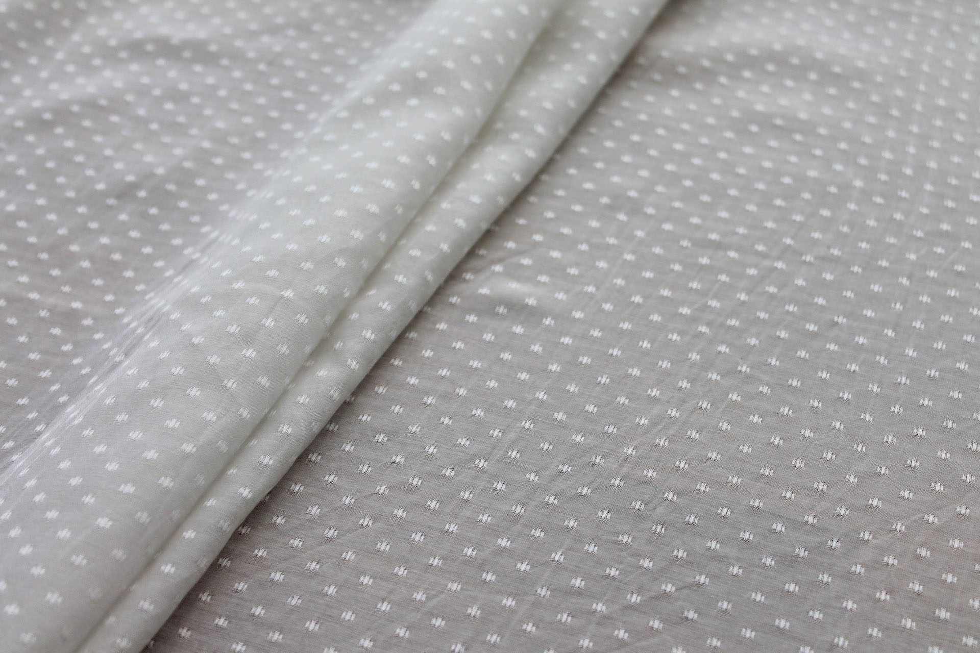 Banana Fibre Dobby Spot Weave in Ivory fabric, image 4 of 7