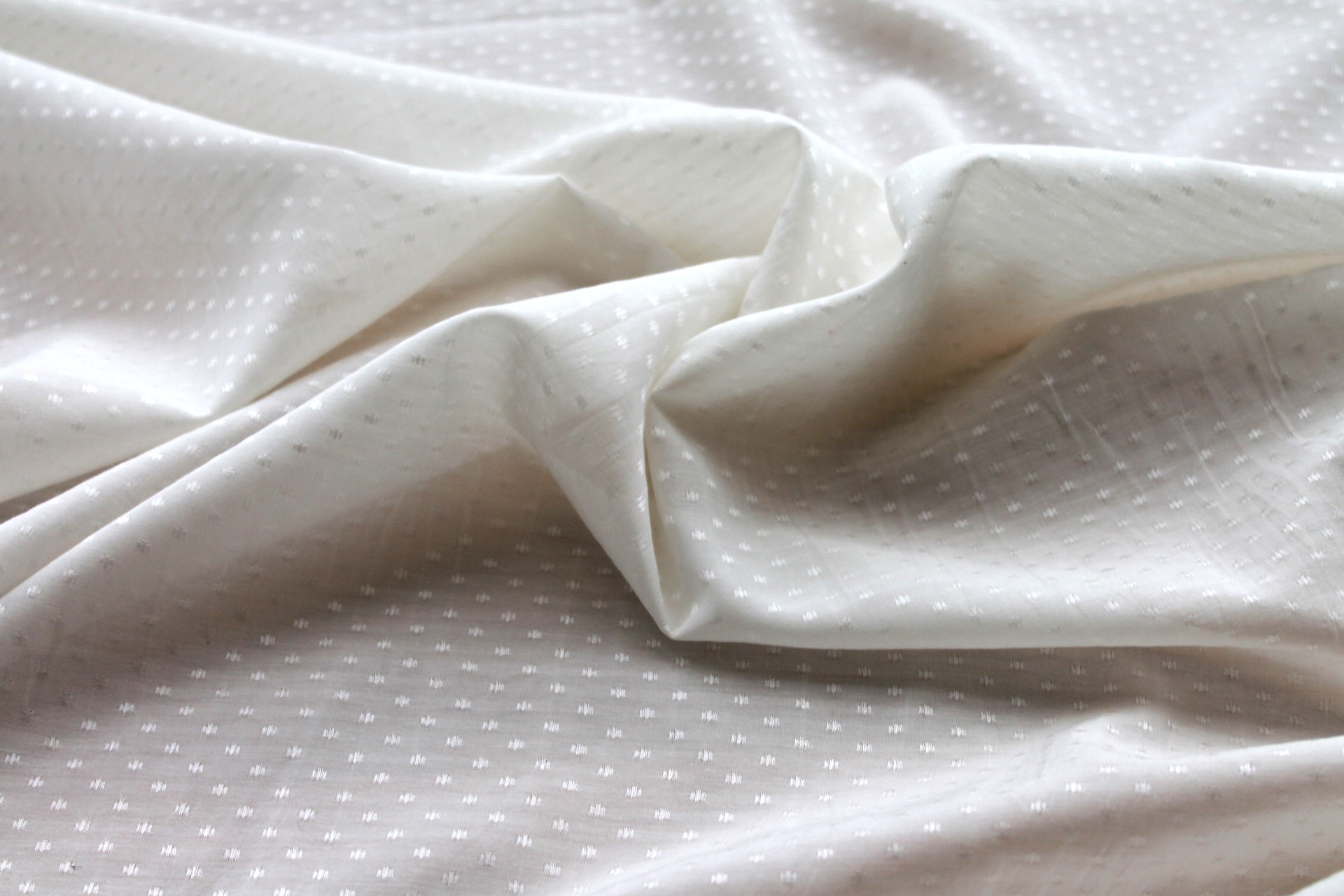 Banana Fibre Dobby Spot Weave in Ivory fabric, image 7 of 7