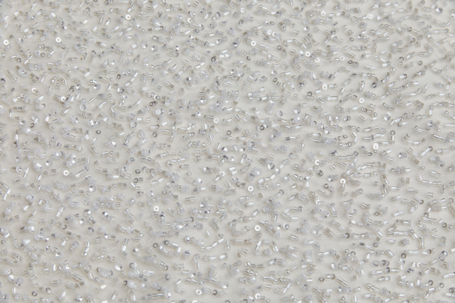 Beaded Nylon Tulle - Vintage Ivory / Clear fabric, image 2 of 7