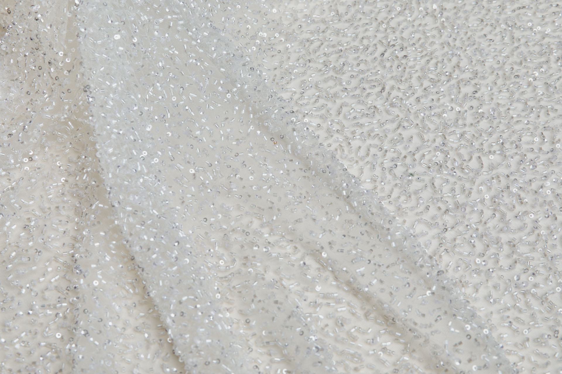 Beaded Nylon Tulle - Vintage Ivory / Clear fabric, image 6 of 7