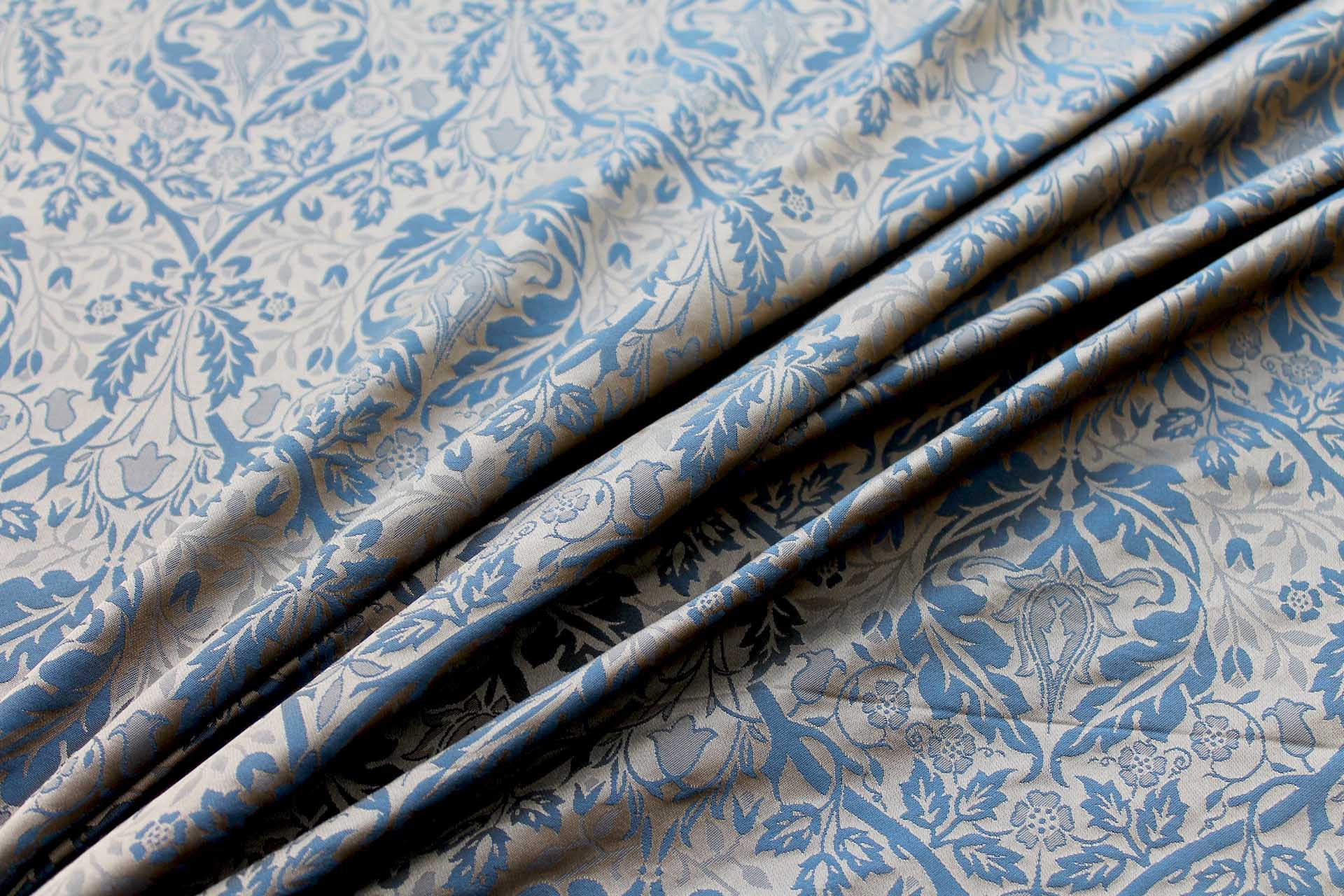 Rococco Silk Brocade - Blue and Gold fabric, image 3 of 10