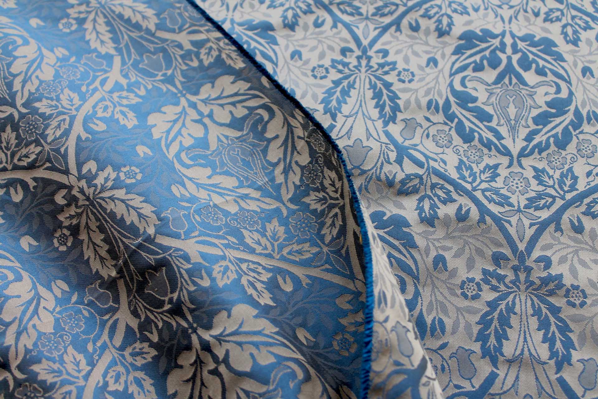 Rococco Silk Brocade - Blue and Gold fabric, image 4 of 10