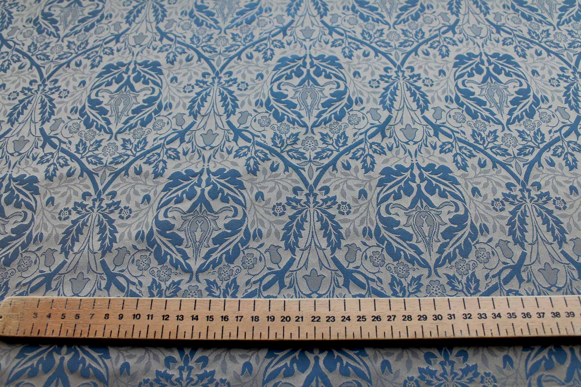 Rococco Silk Brocade - Blue and Gold fabric, image 5 of 10