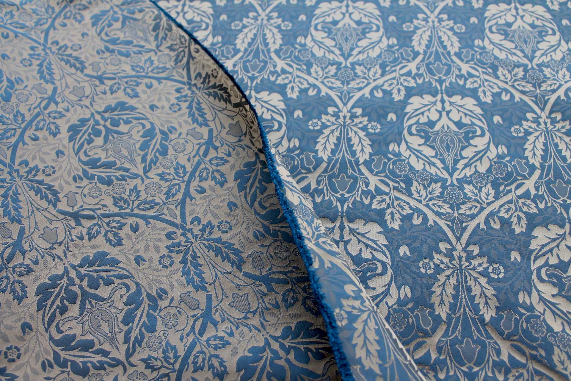 Rococco Silk Brocade - Blue and Gold fabric