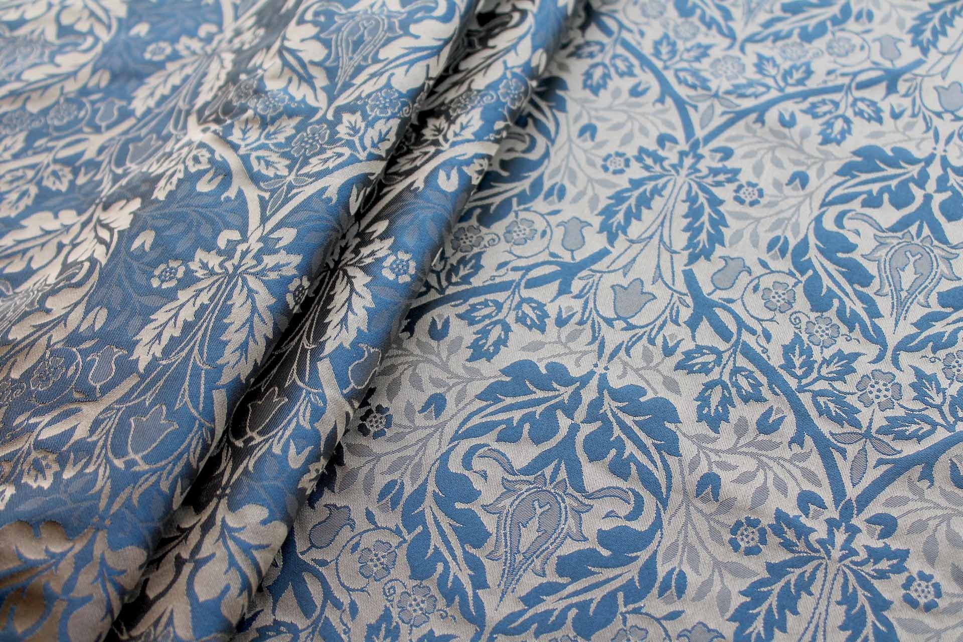 Rococco Silk Brocade - Blue and Gold fabric, image 8 of 10