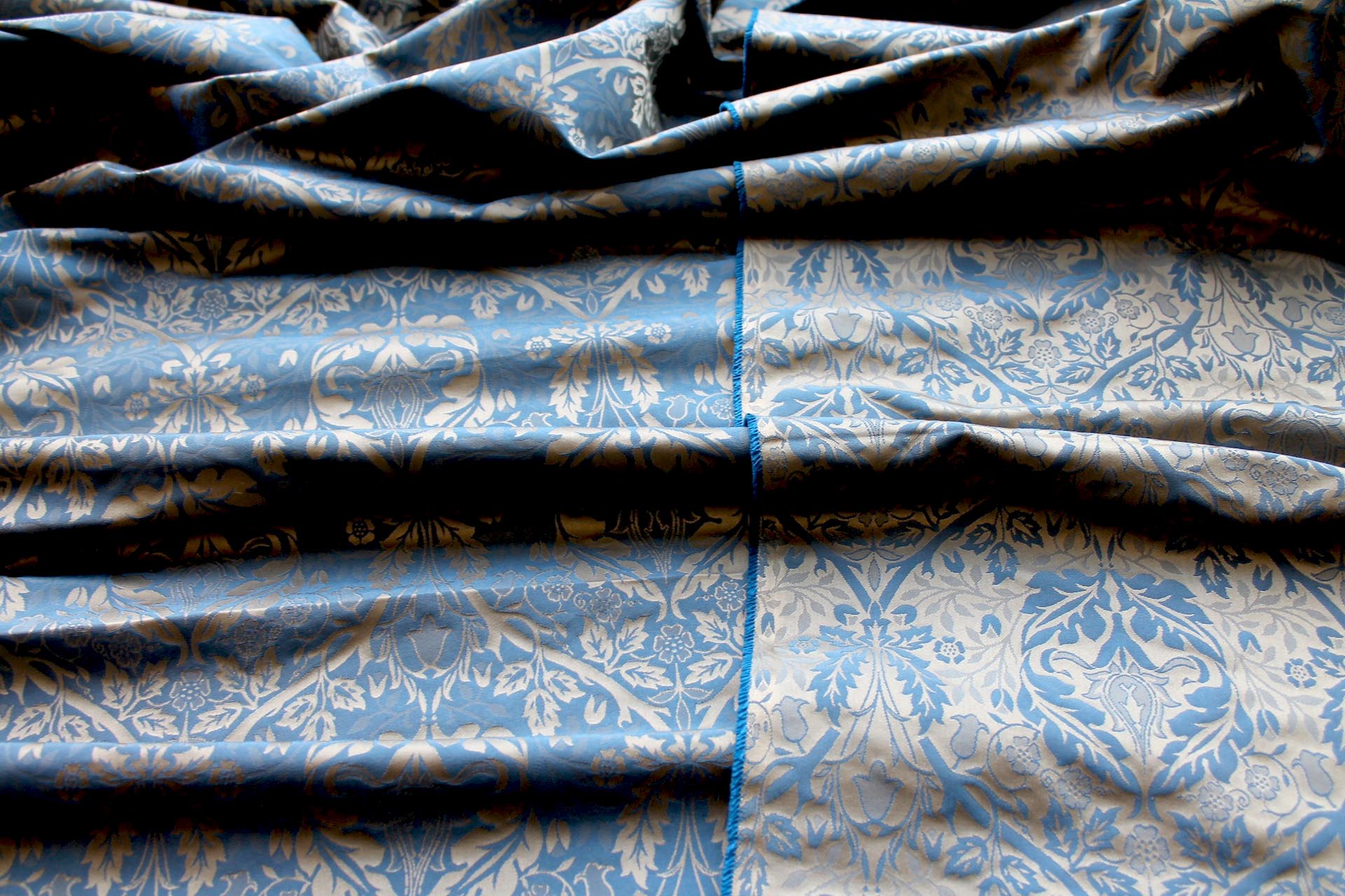 Rococco Silk Brocade - Blue and Gold fabric, image 9 of 10