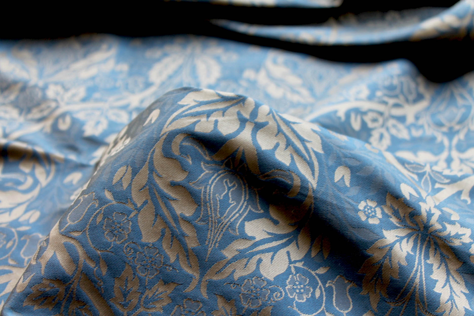 Rococco Silk Brocade - Blue and Gold fabric, image 10 of 10