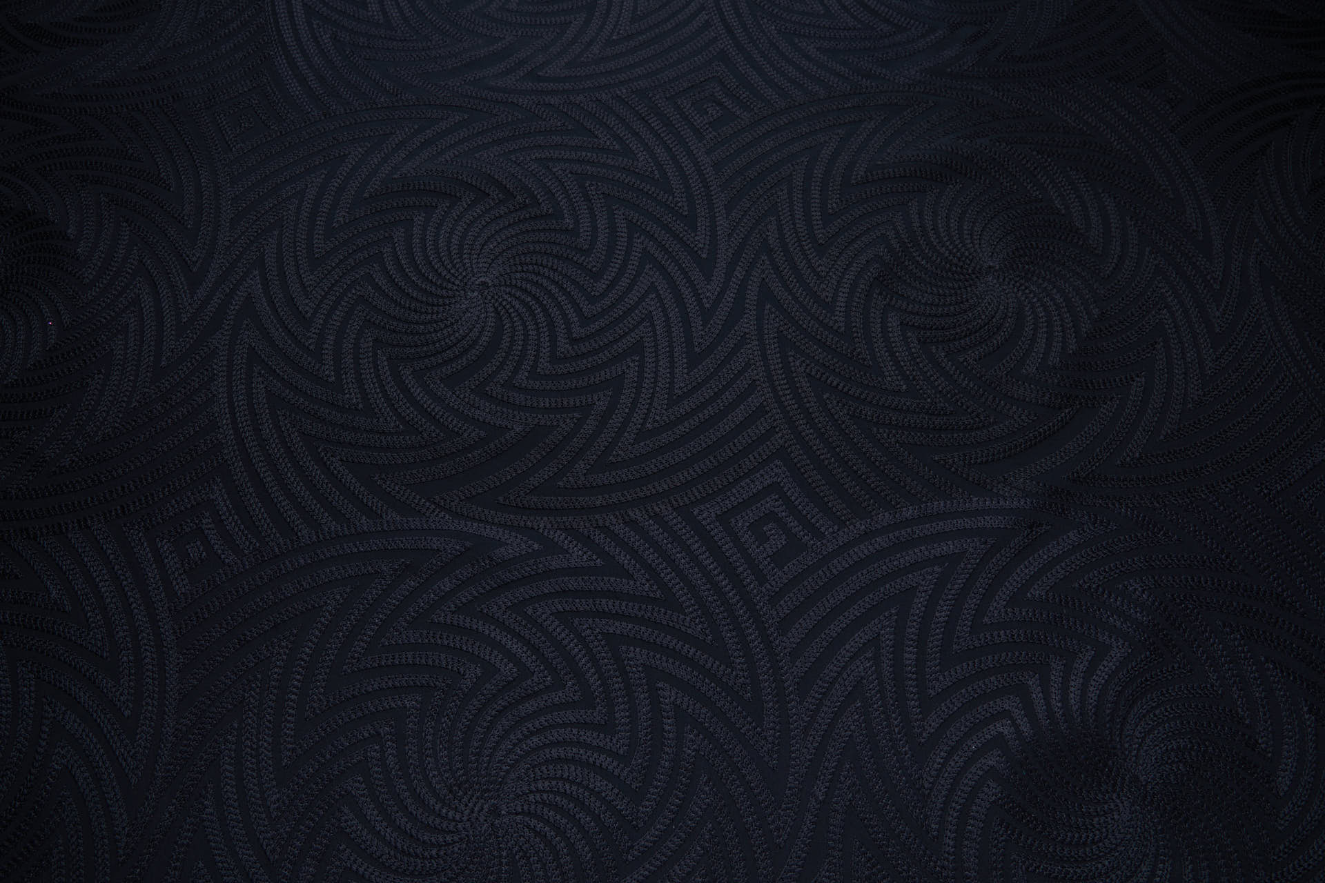 Black Zig-Zag Geometric Fractals Embroidery on Black Crepe fabric, image 4 of 10