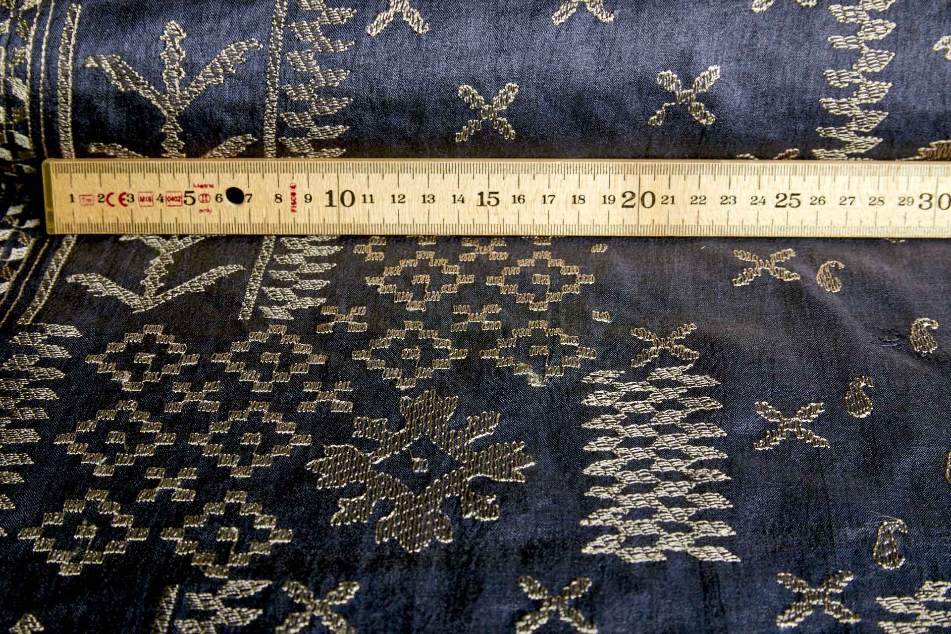 Border Style Kutch Embroidery on Navy Silk Tassar / Tussah fabric, image 10 of 10