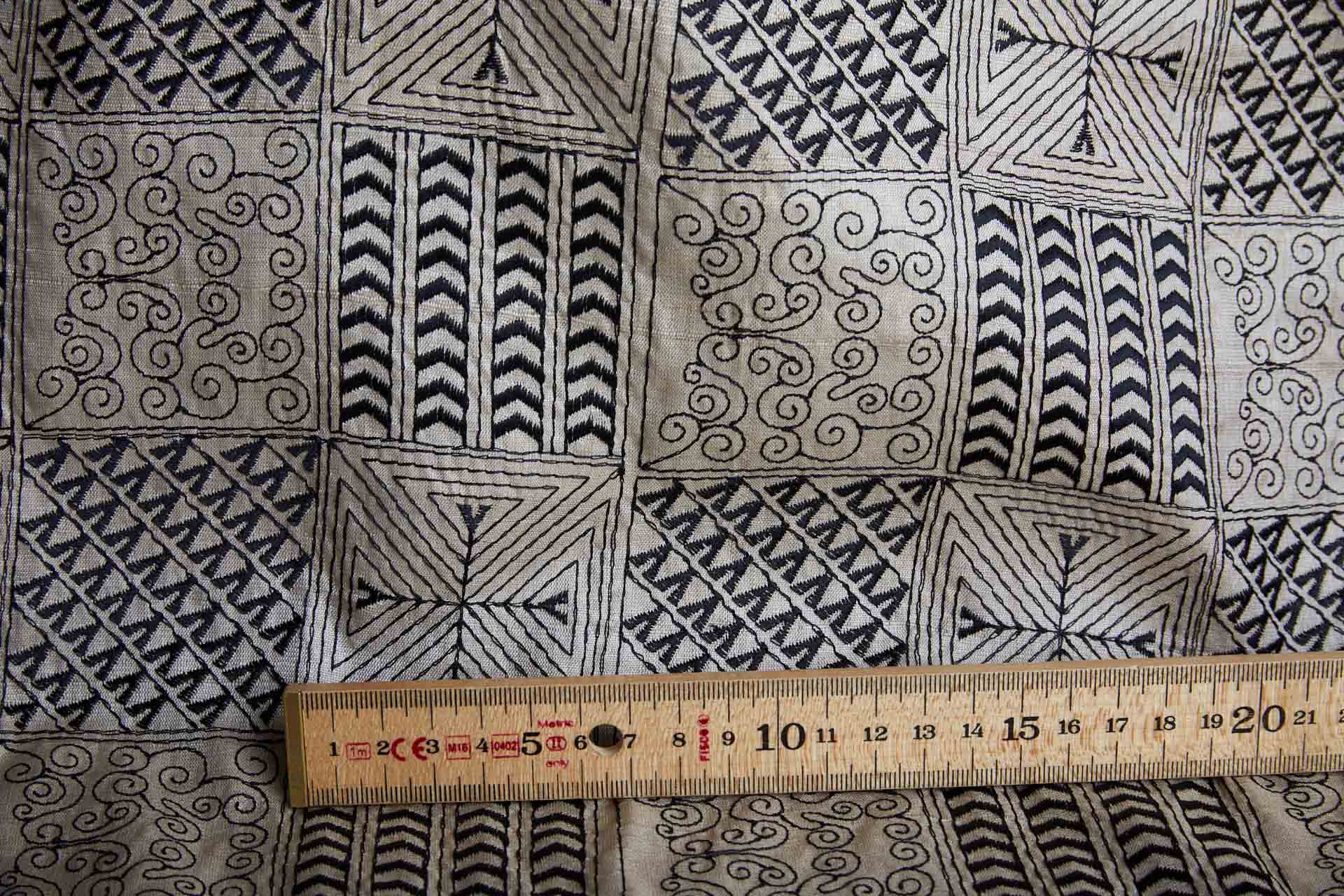 Geometric Black Embroidery on Natural Silk Tassar fabric, image 11 of 11