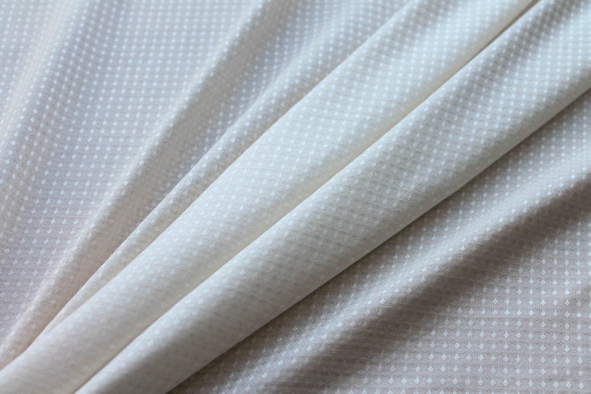 Sugar Cane Fibre Diamond Dobby Weave in Ivory fabric